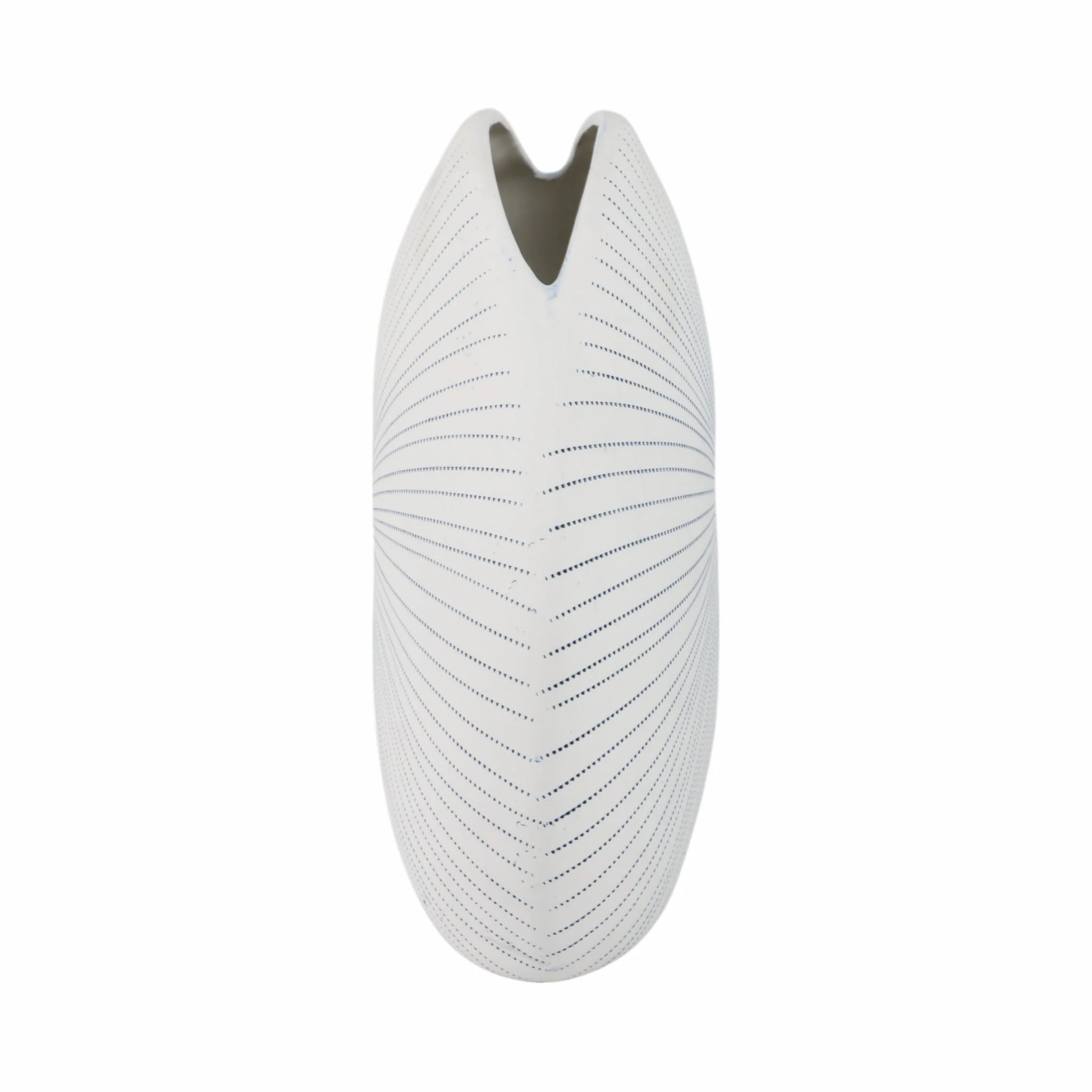 14x12" Round Dotted Shell Vase, White/blue - Image 3