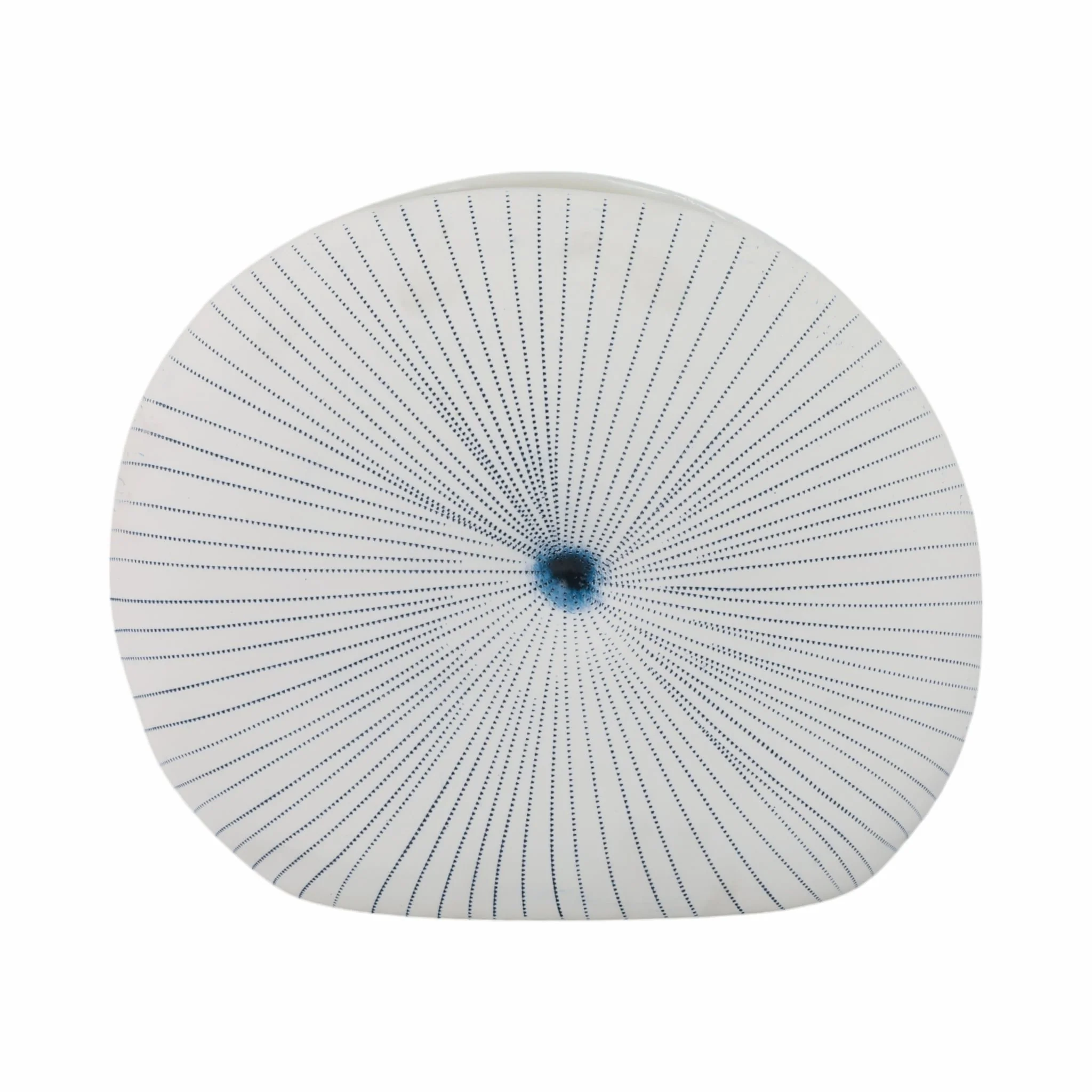14x12" Round Dotted Shell Vase, White/blue - Image 4