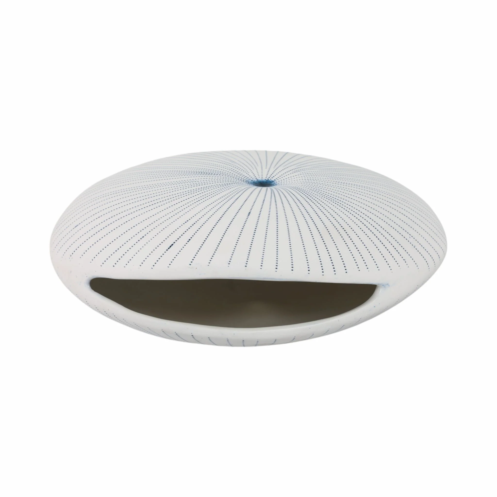 14x12" Round Dotted Shell Vase, White/blue - Image 6