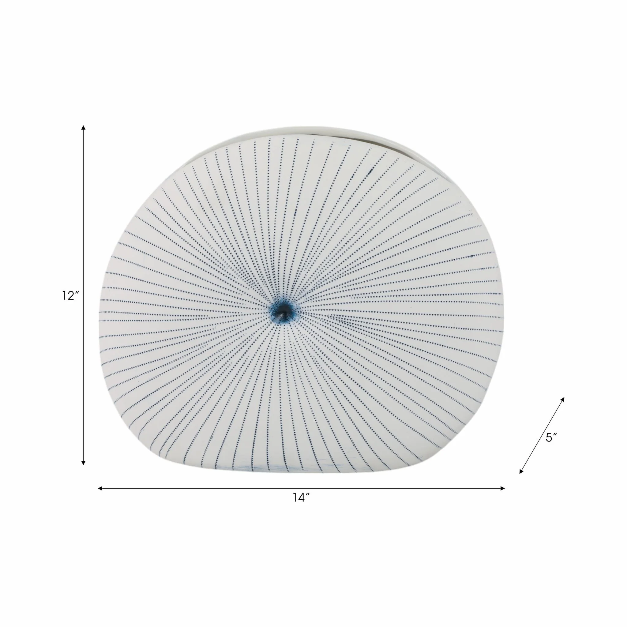 14x12" Round Dotted Shell Vase, White/blue - Image 8