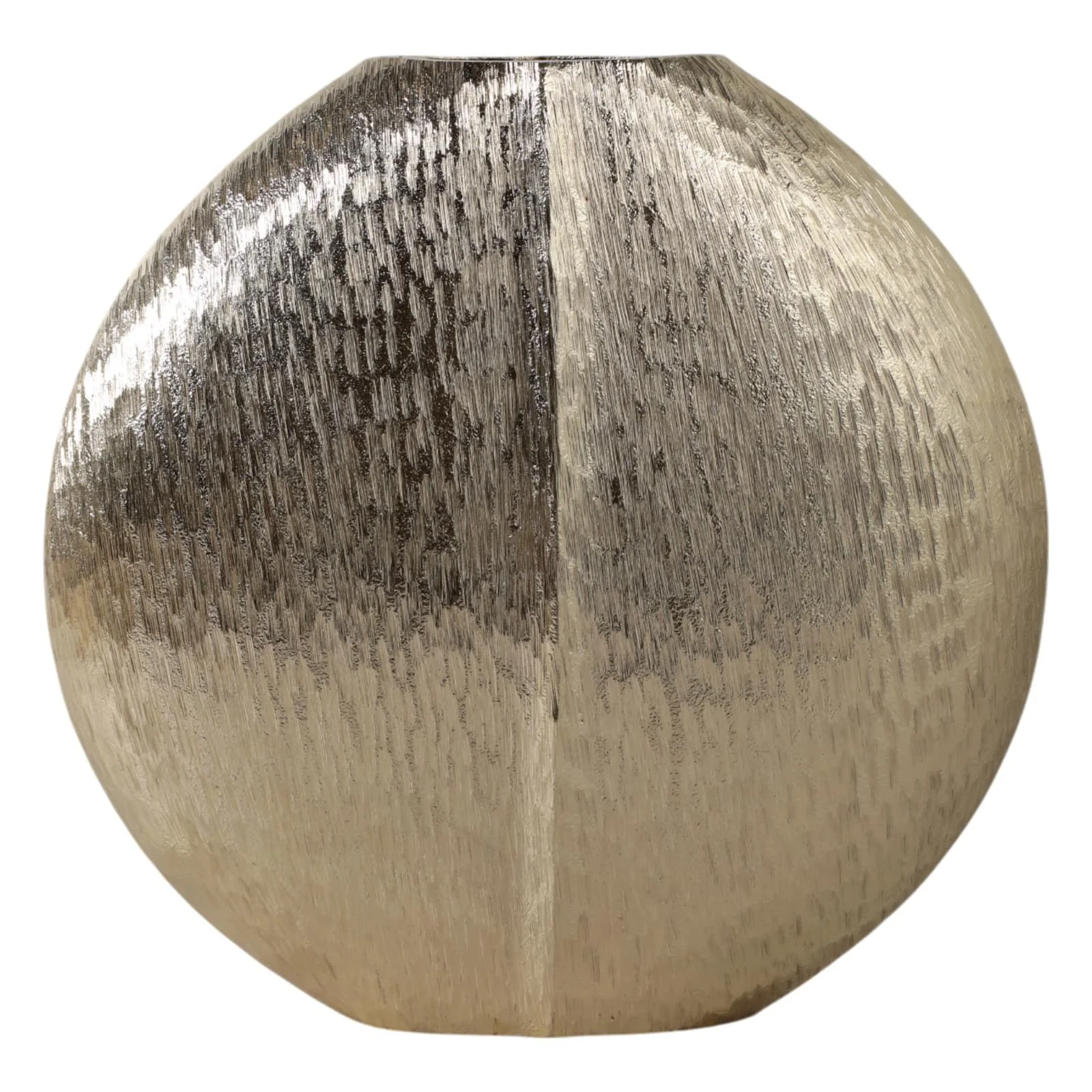 14x14" Modern Round Metal Vase, Gold - Image 4
