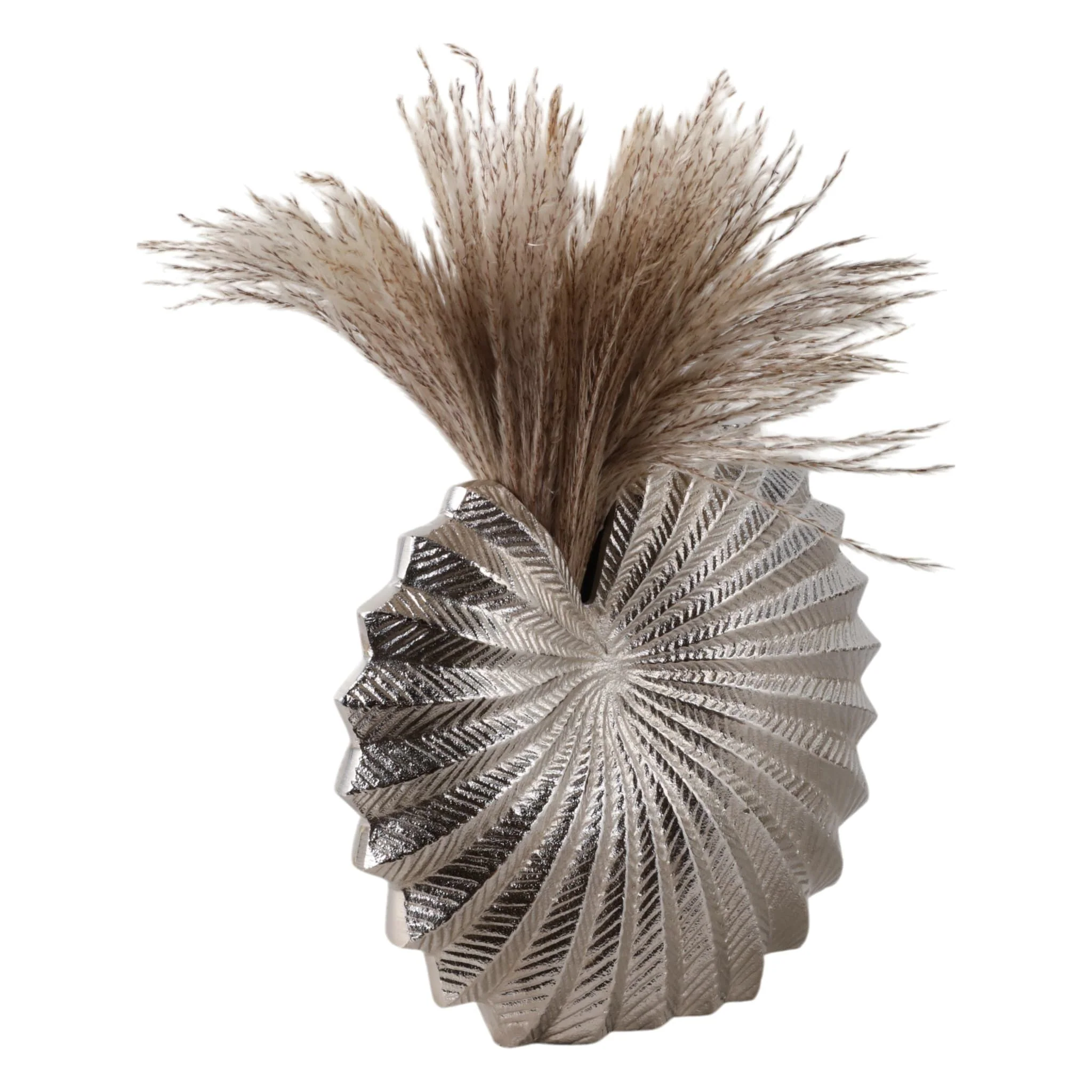 14x14" Seashell Metal Vase, Silver - Image 2
