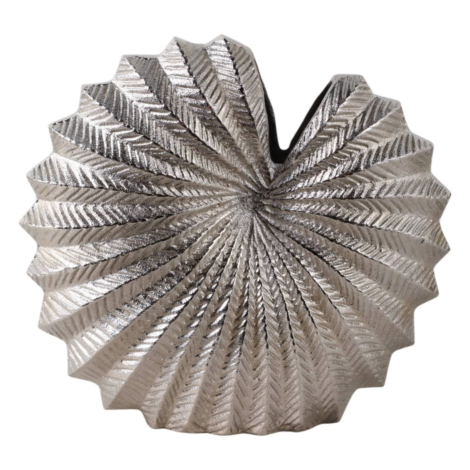 14x14" Seashell Metal Vase, Silver - Image 4