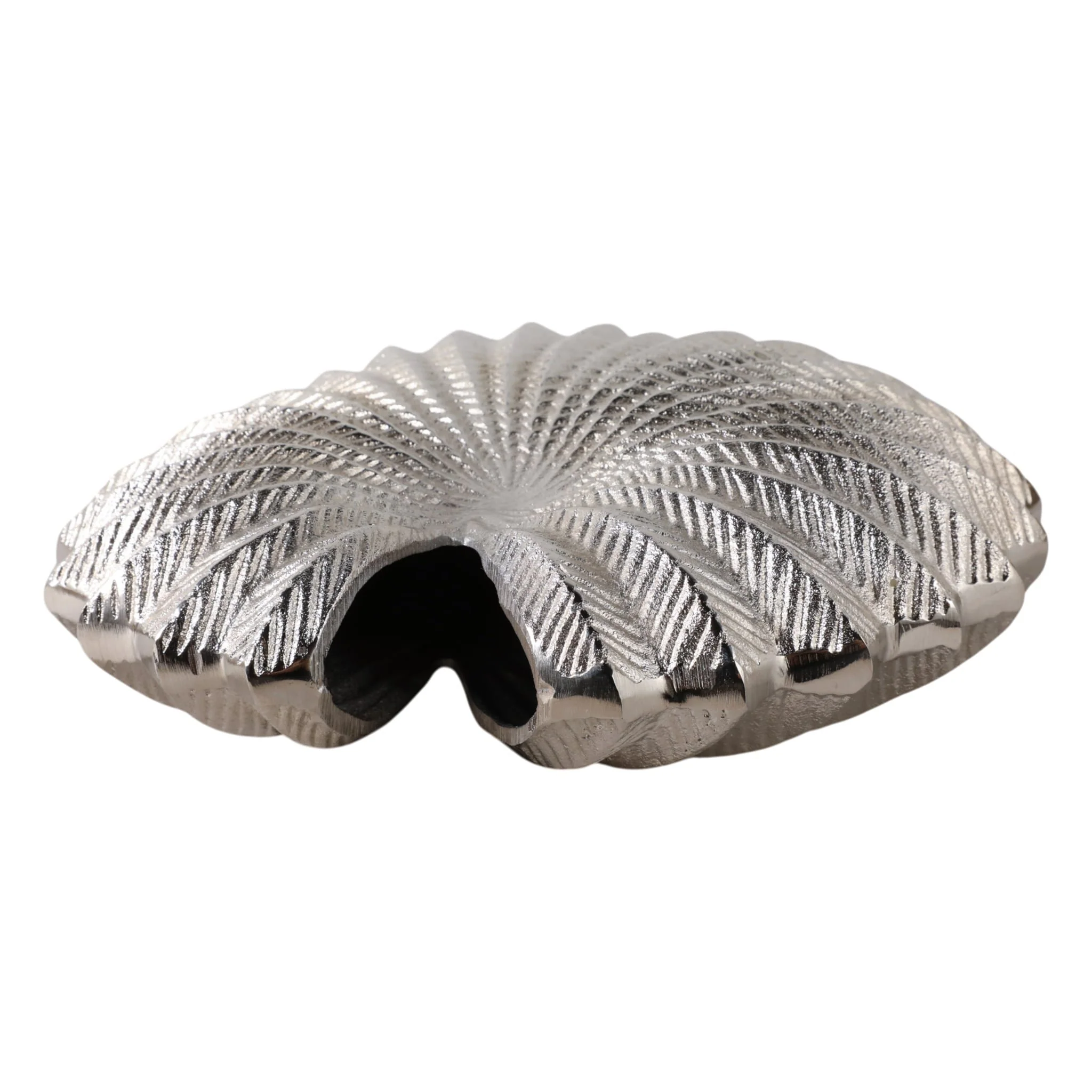14x14" Seashell Metal Vase, Silver - Image 6