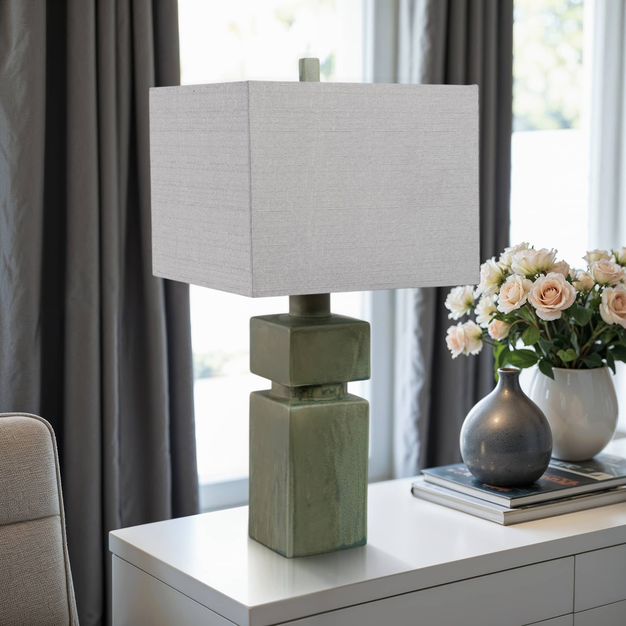 14x29" Reactive Finish Table Lamp, Green - Image 7