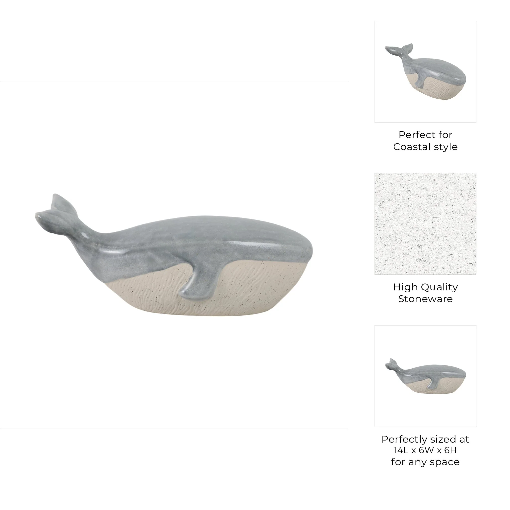 14x6 Whale Figurine, Blue/ivory - Image 9