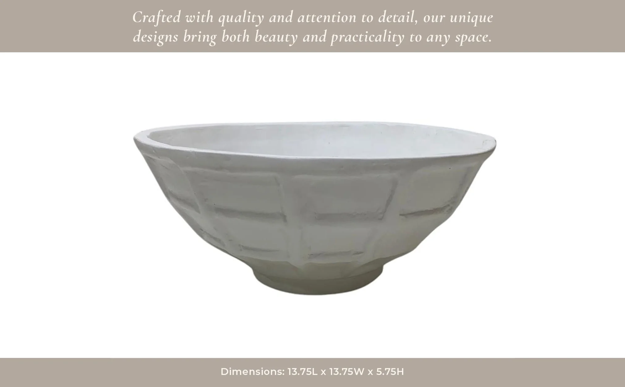 14x6" Windowpane Paper Mache Vase, White - Image 14