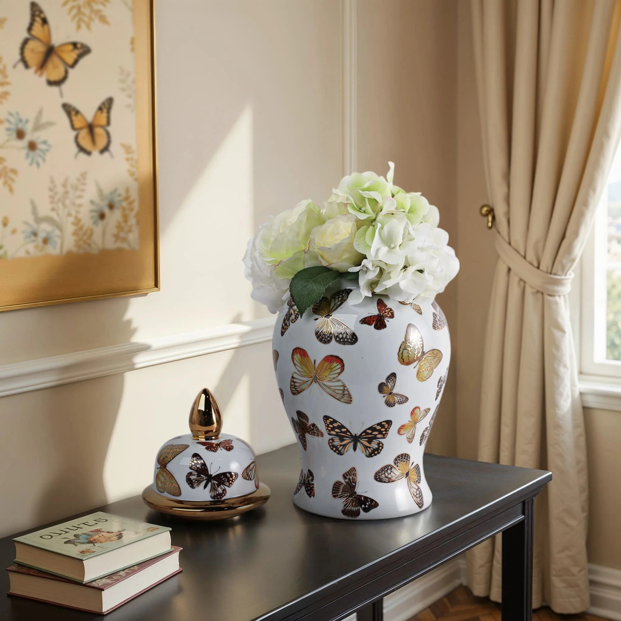 14x7" Butterflies Temple Jar, Multi - Image 10