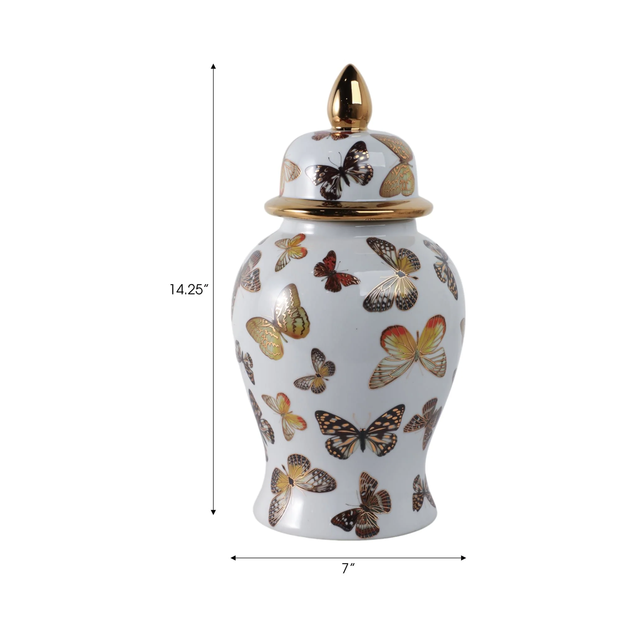 14x7" Butterflies Temple Jar, Multi - Image 8