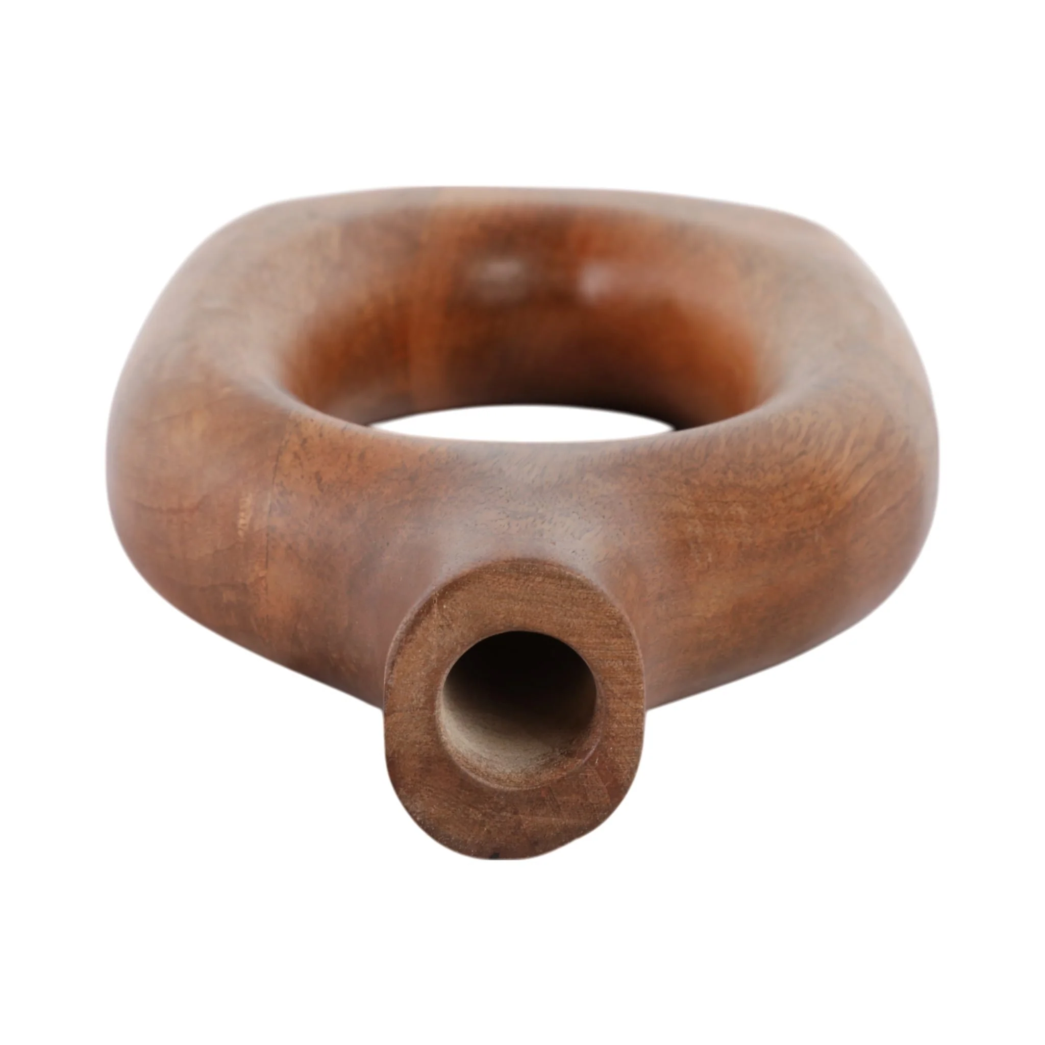14x7" Open Cut-out Wood Vase, Natural - Image 7