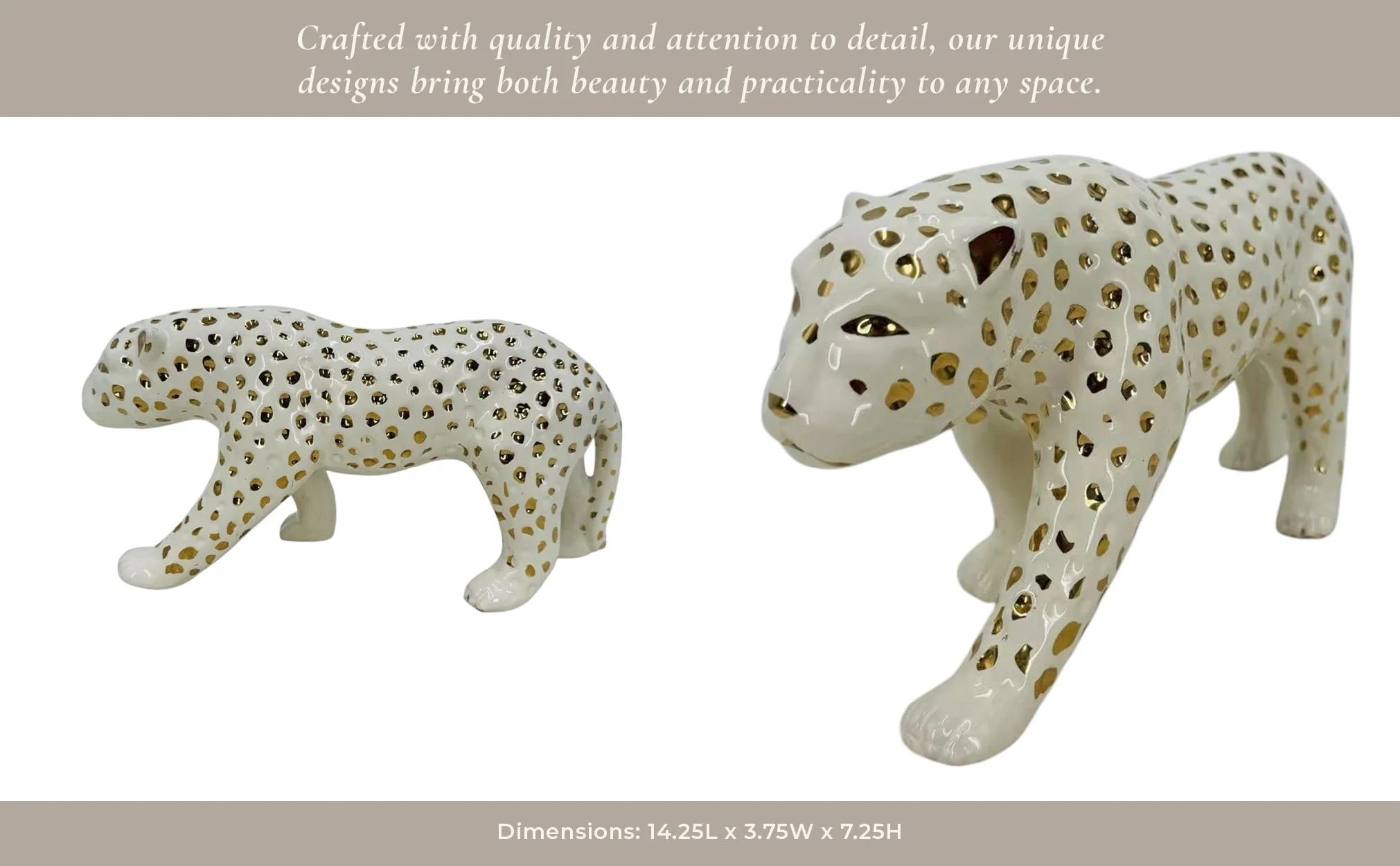 14x7" Walking Leopard, White/gold - Image 11