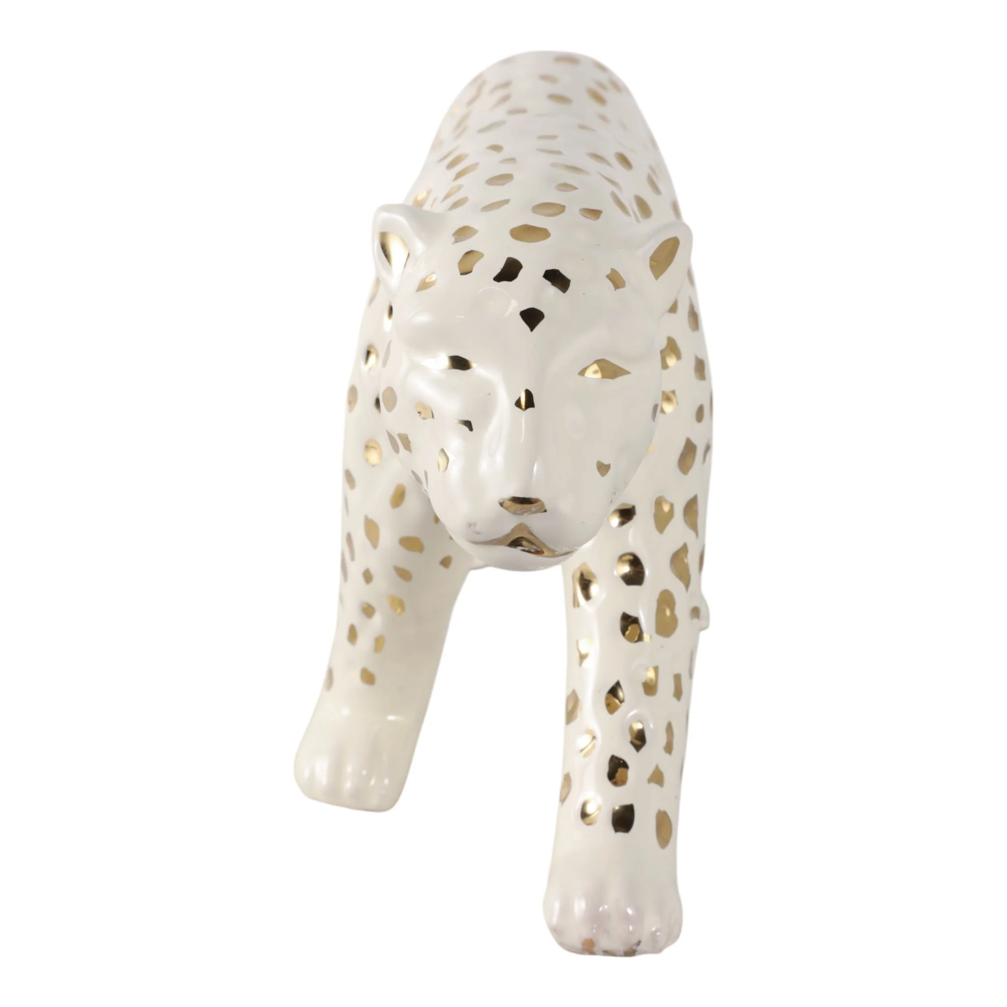 14x7" Walking Leopard, White/gold - Image 3