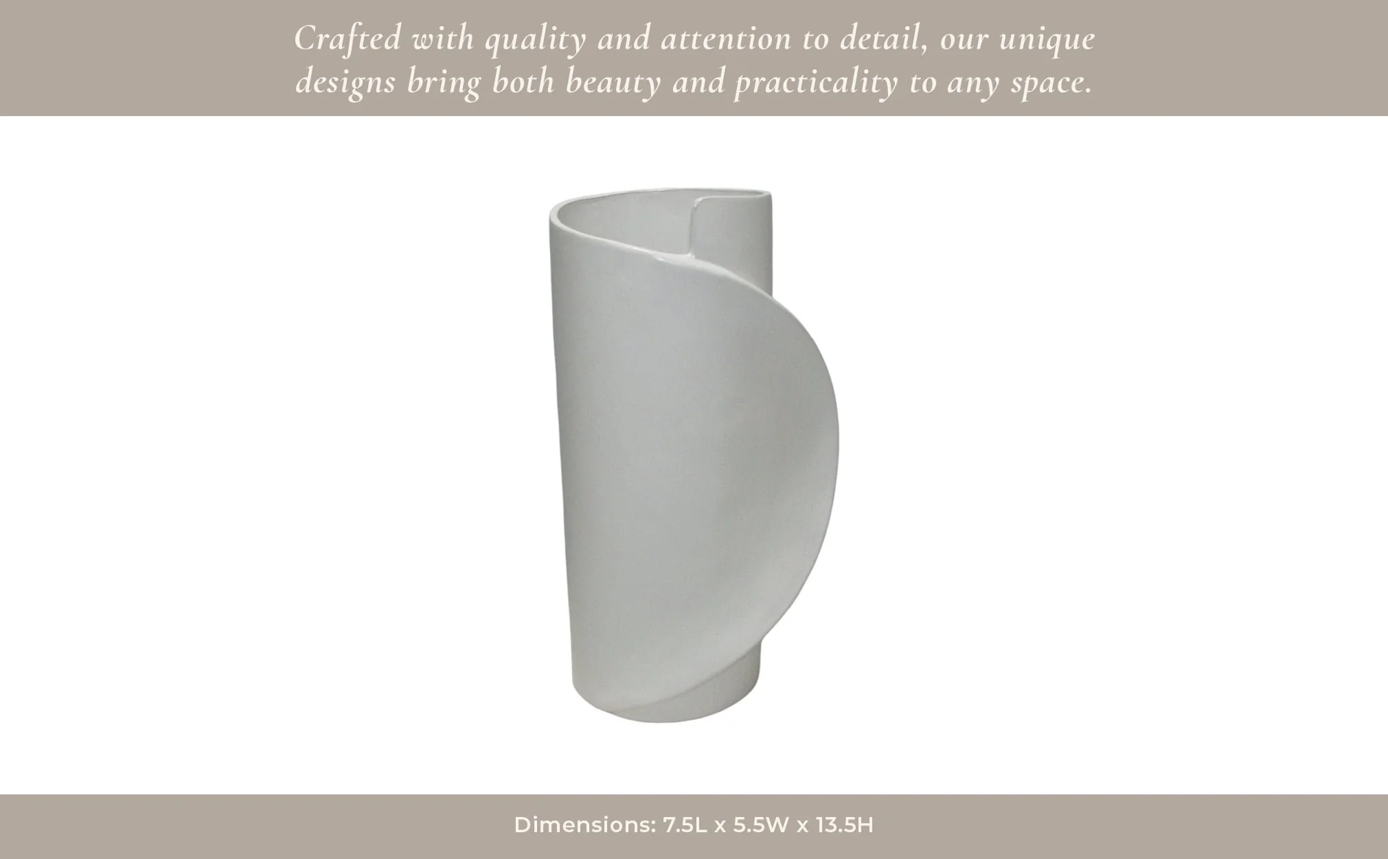 14x7" Wrap Around Vase, White - Image 13