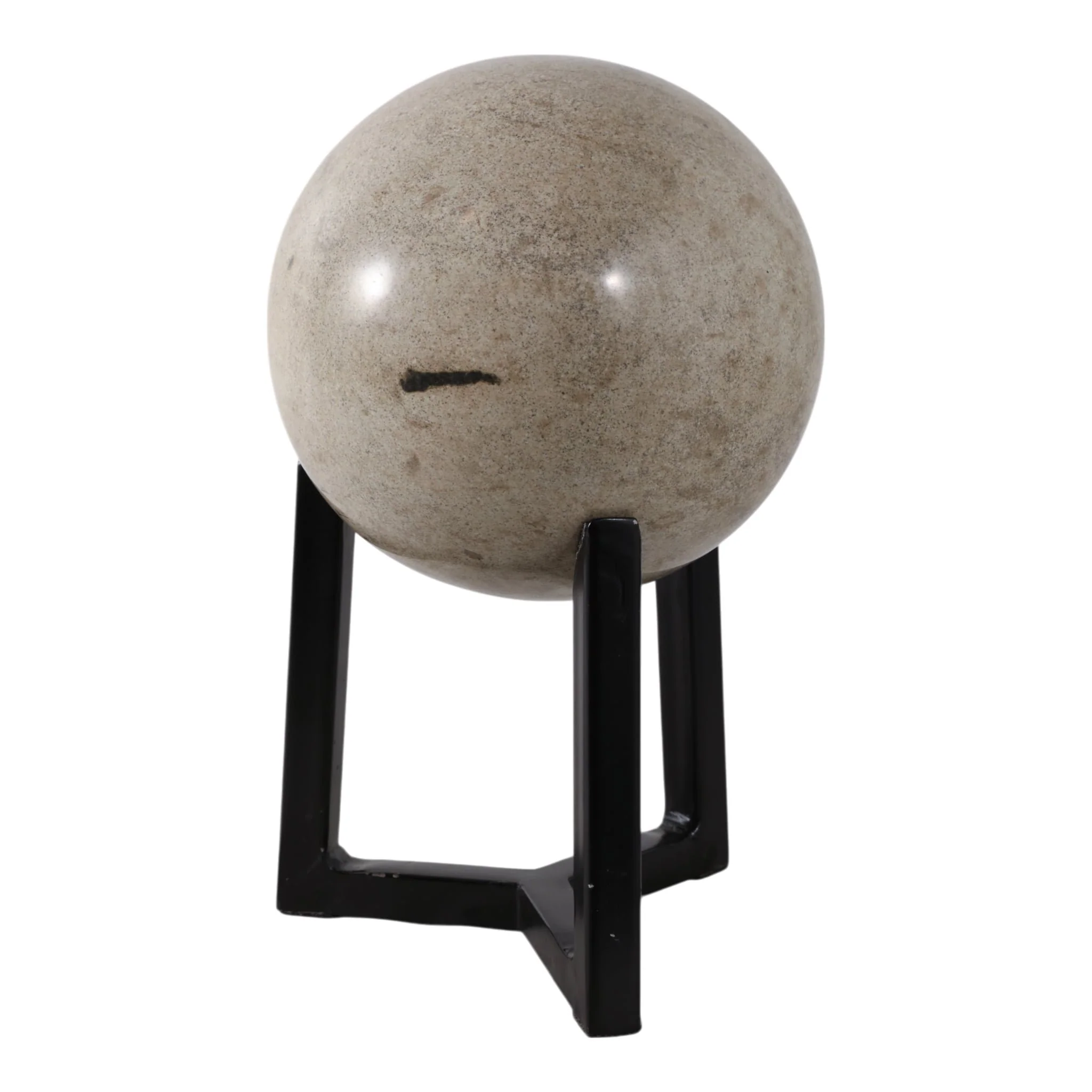 14x8" Marble Orb On Stand, Ivory/black - Image 2