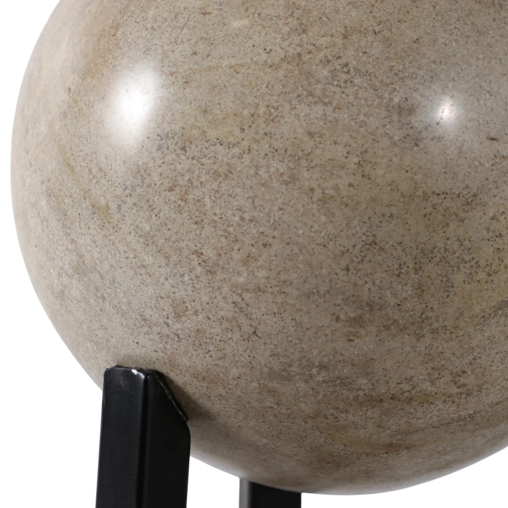 14x8" Marble Orb On Stand, Ivory/black - Image 6