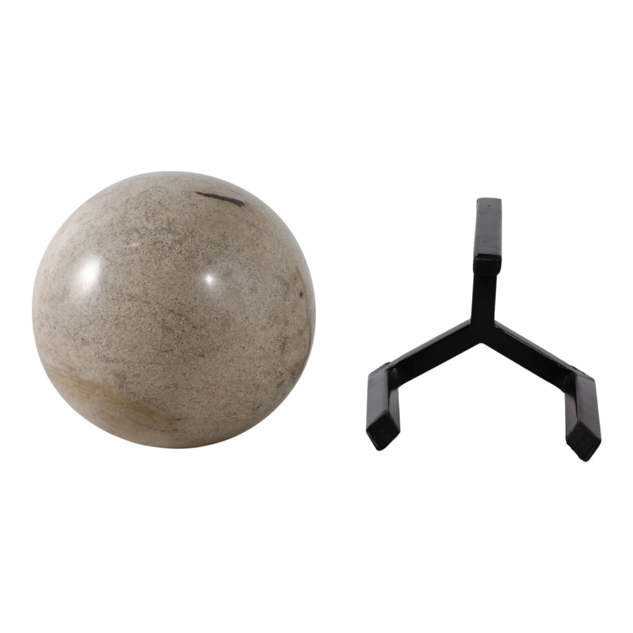 14x8" Marble Orb On Stand, Ivory/black - Image 7