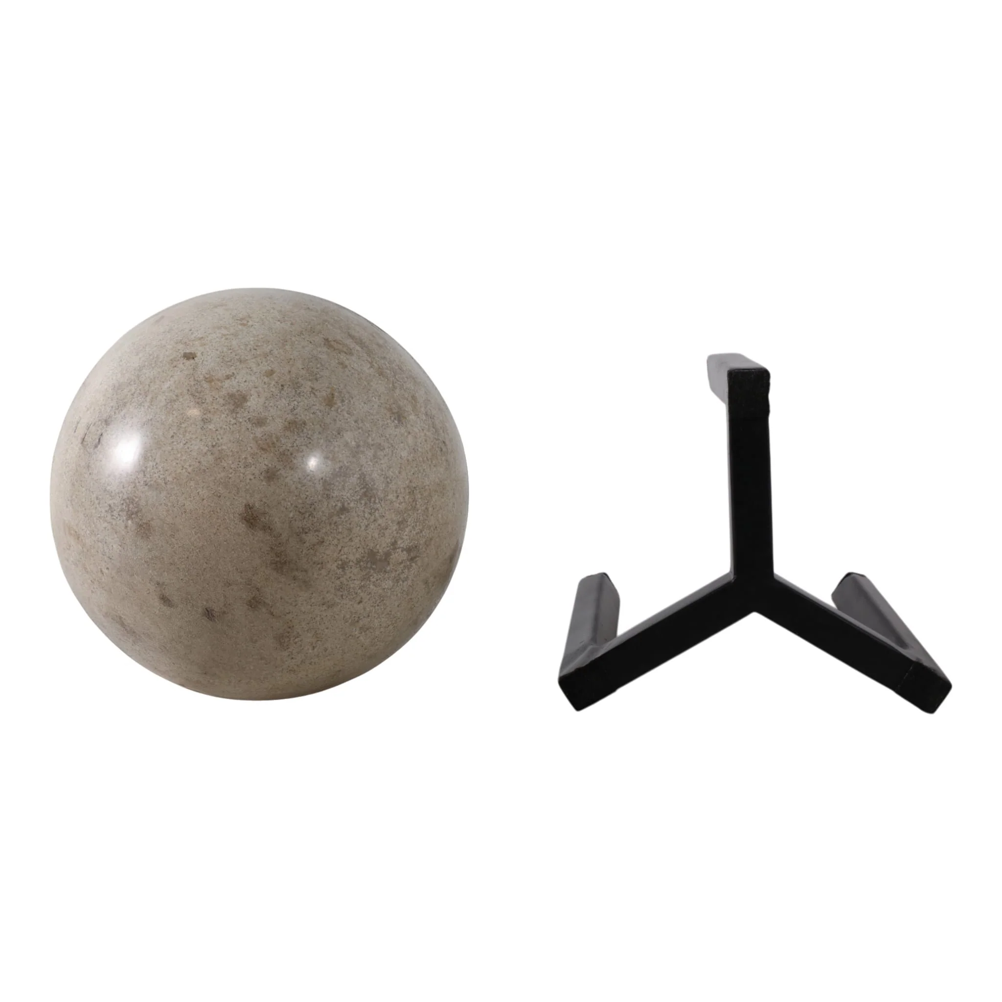 14x8" Marble Orb On Stand, Ivory/black - Image 8