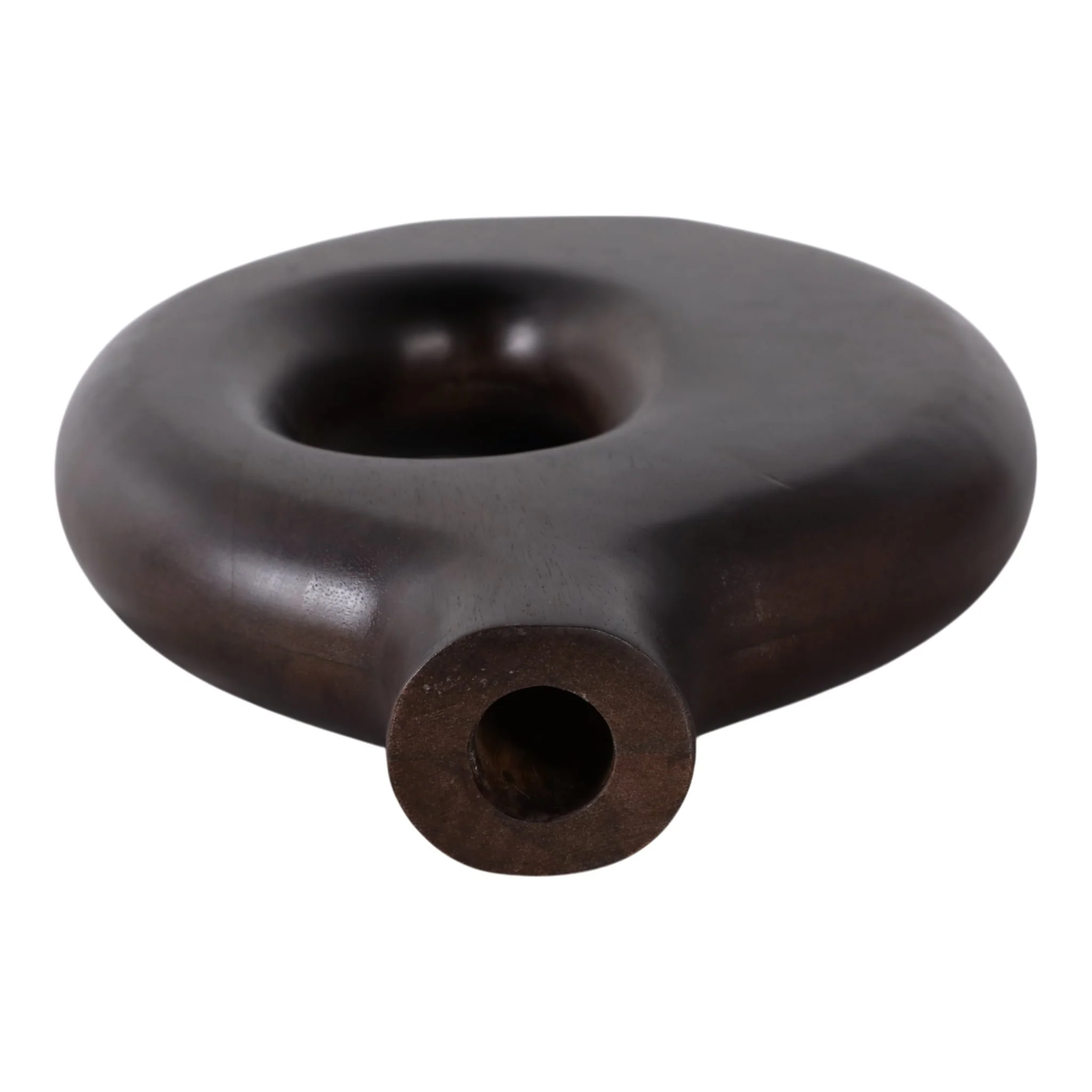 14x9" Cut-out Wood Vase, Dark Brown - Image 6
