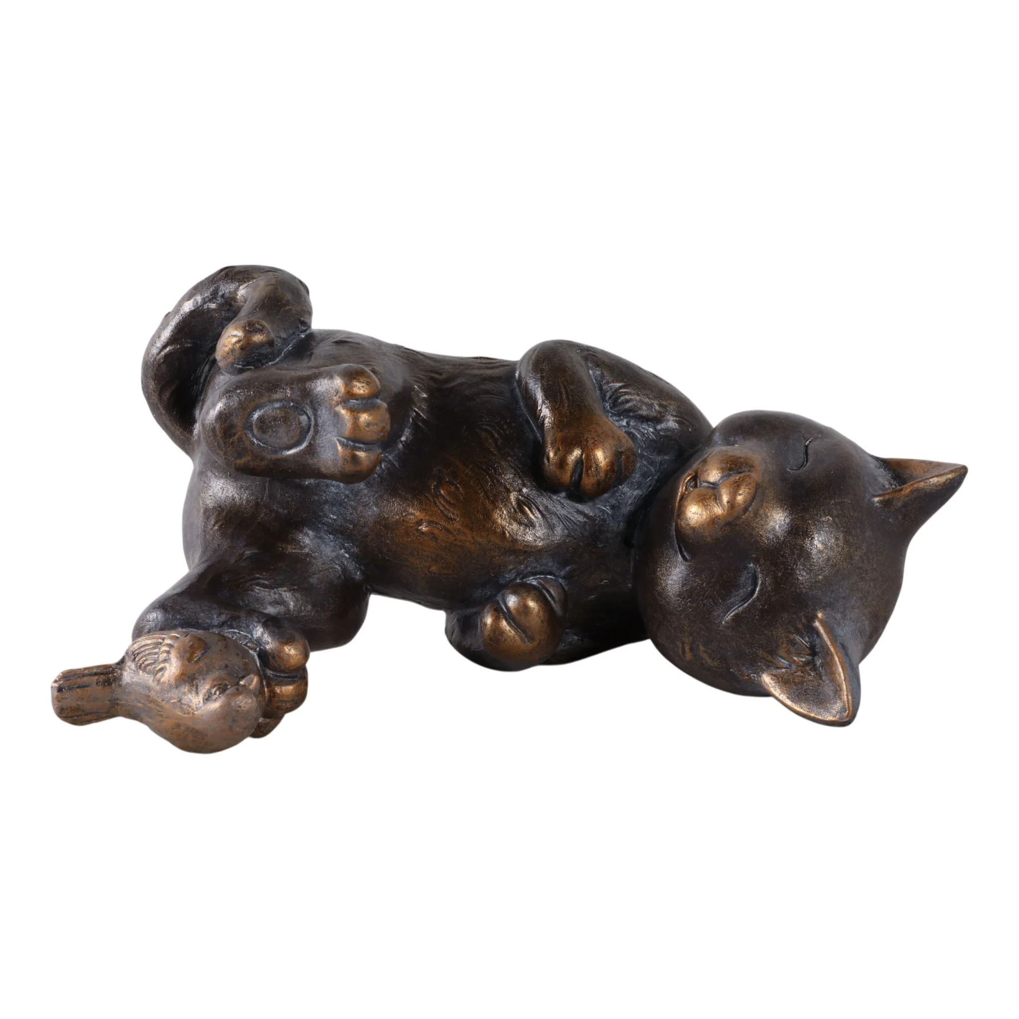 14x9" Playful Kitty With Bird, Bronze - Image 6
