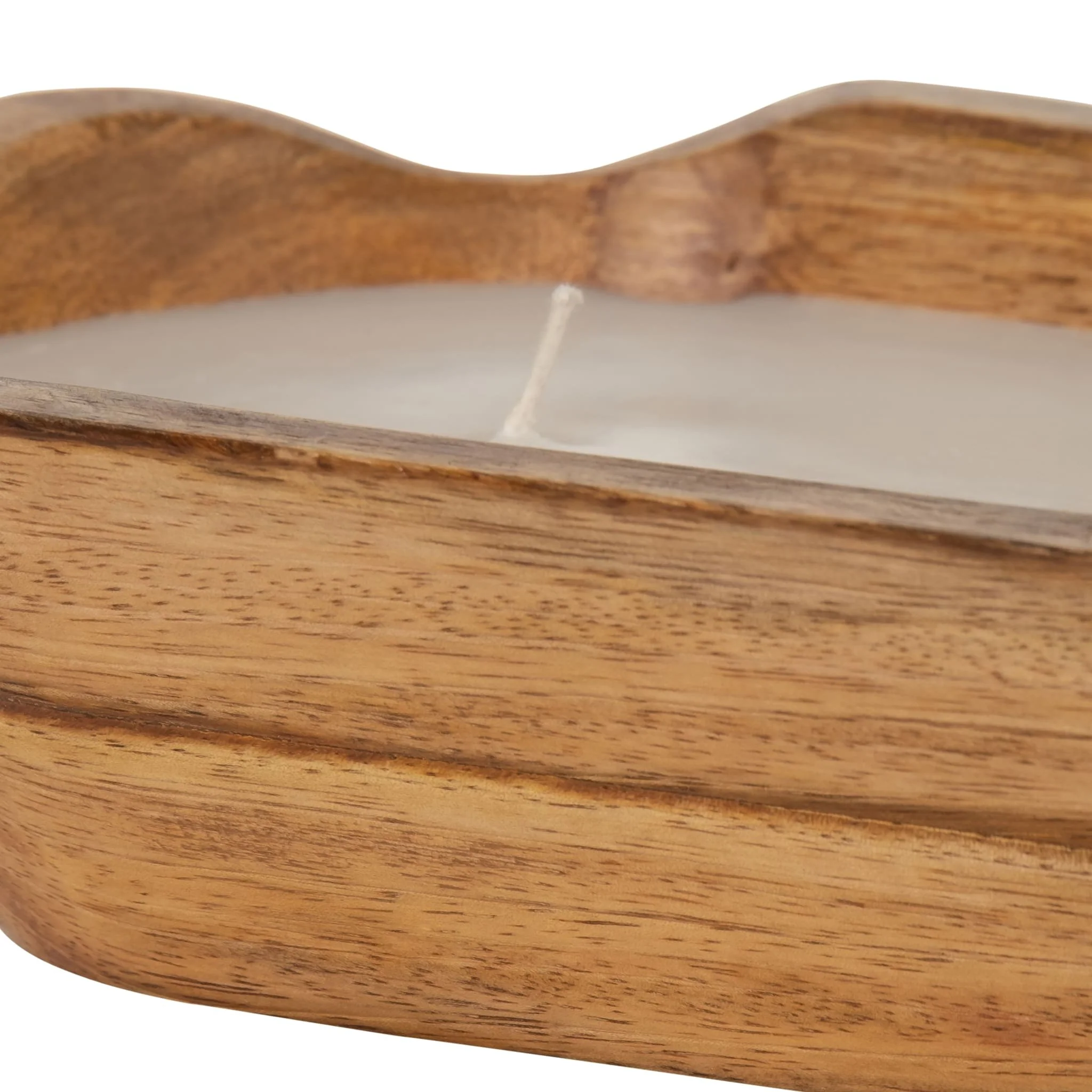 15" 17 Oz Vanilla Oval Wood Bowl Candle, Natural - Image 4