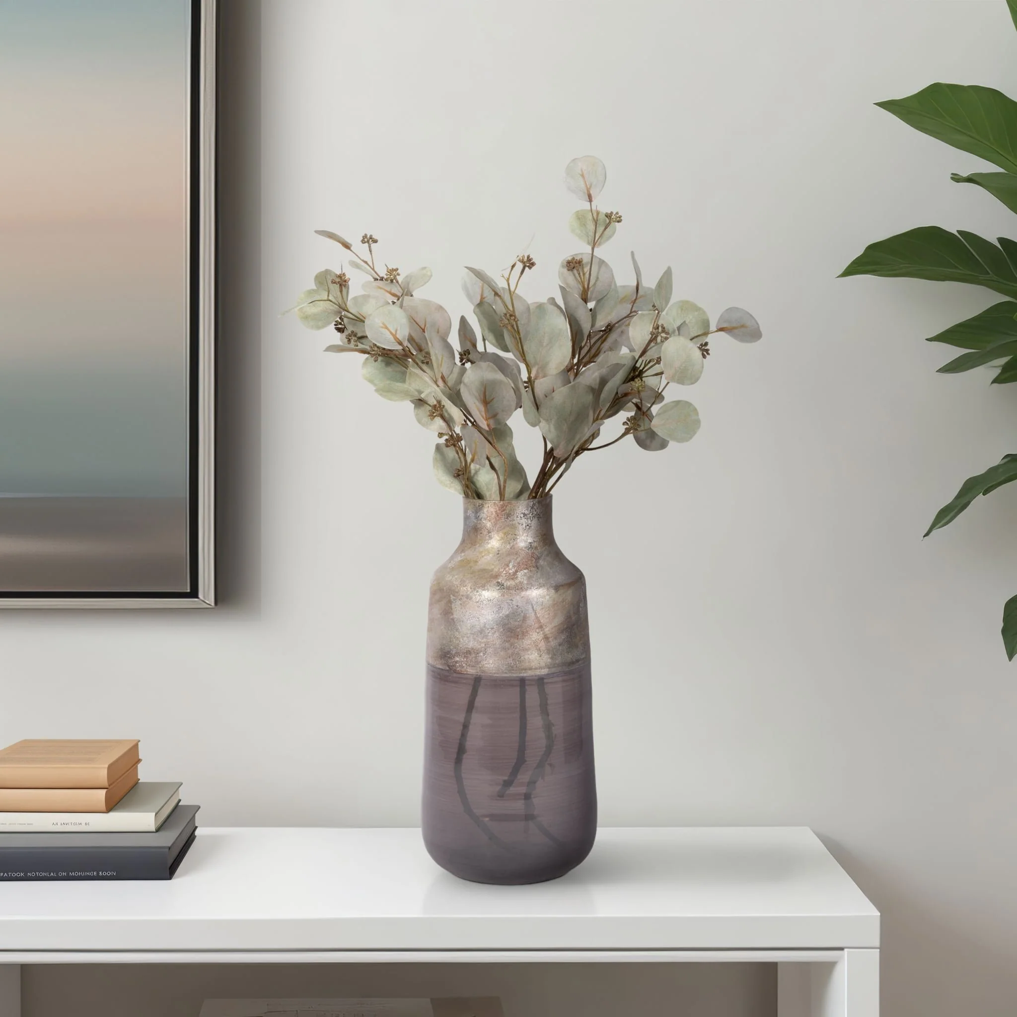 15" 2-tone Glass Vase, Grey Multi - Image 10