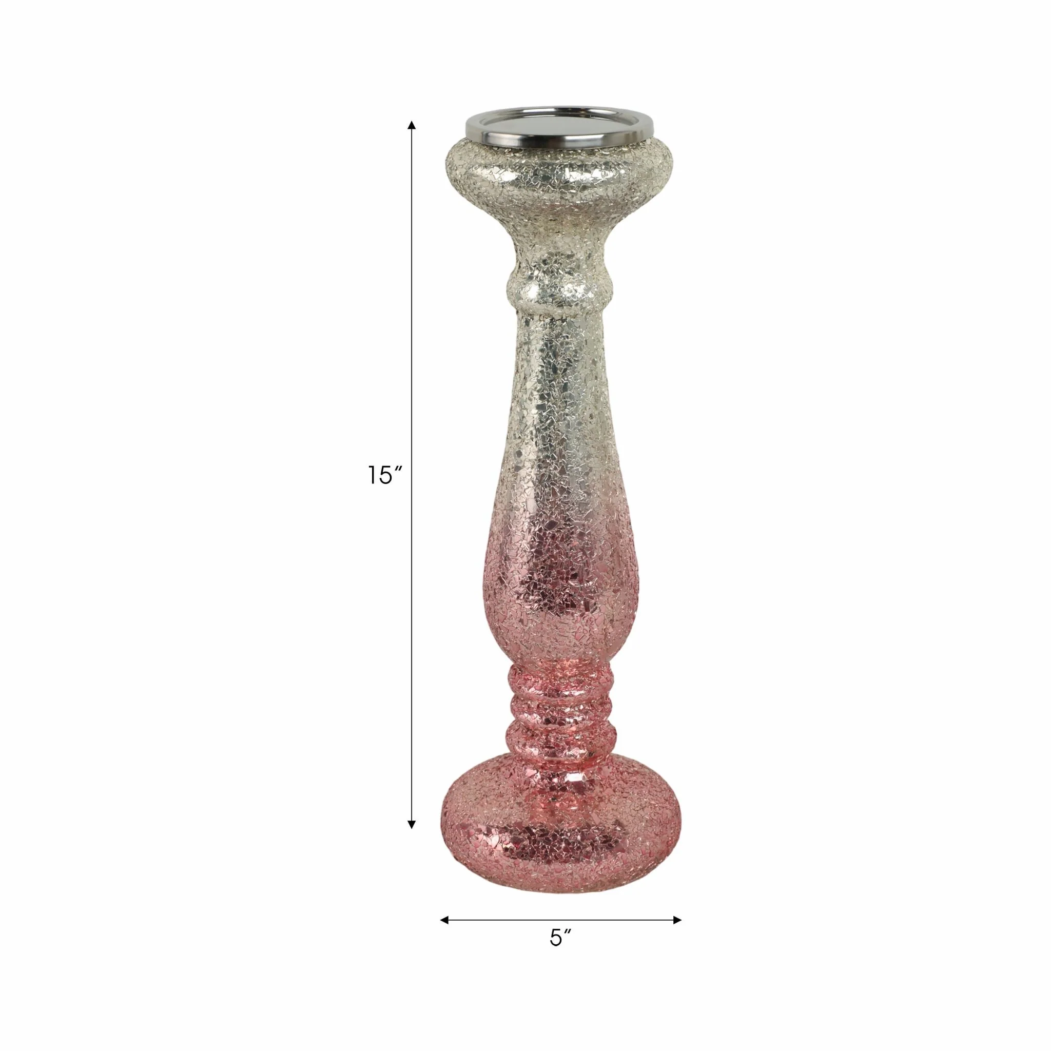 15" Blush Crackled Candle Holder - Image 8