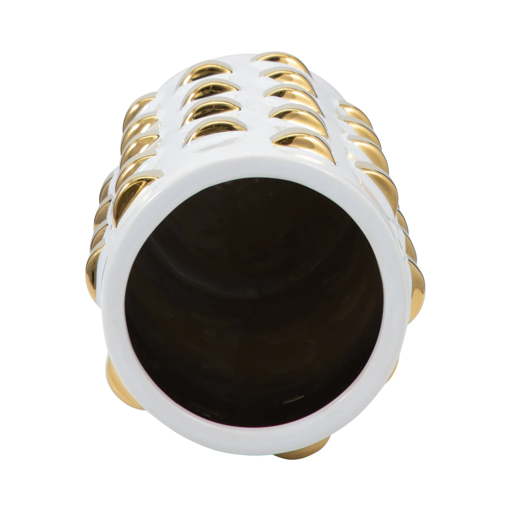 15" Cylinder Vase, White/gold - Image 6
