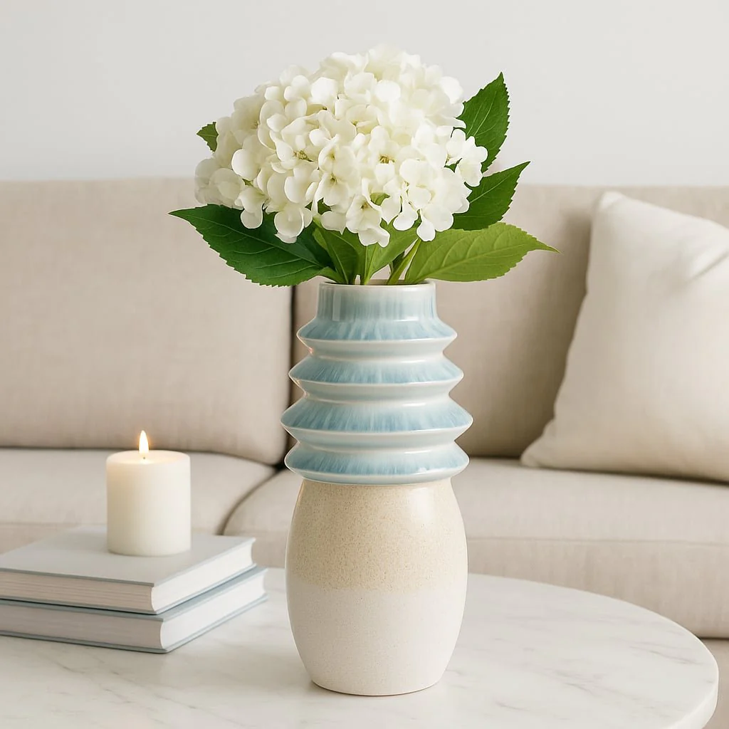 15" Fluted Top Vase Reactive Finish, Multi - Image 2