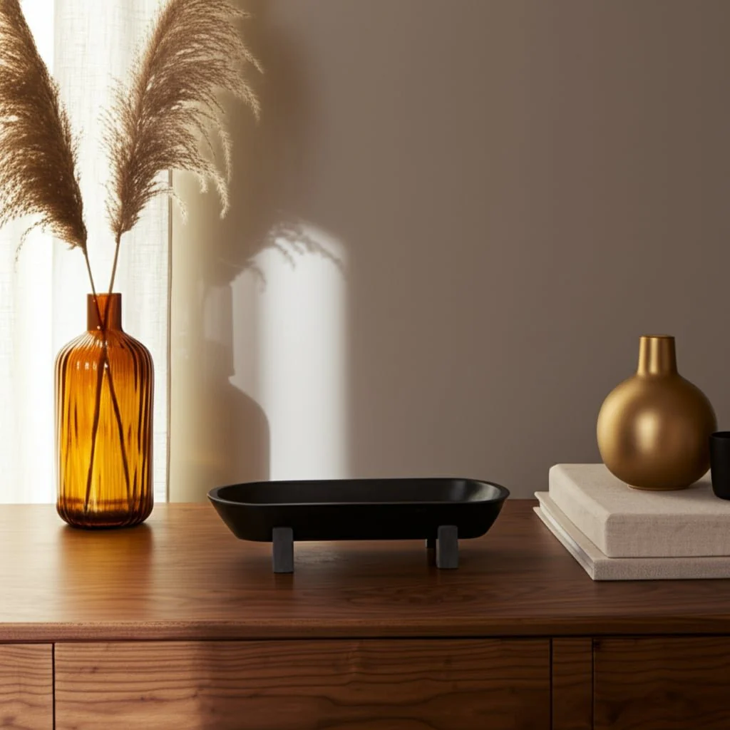 15" Footed Oval Bowl, Black - Image 11