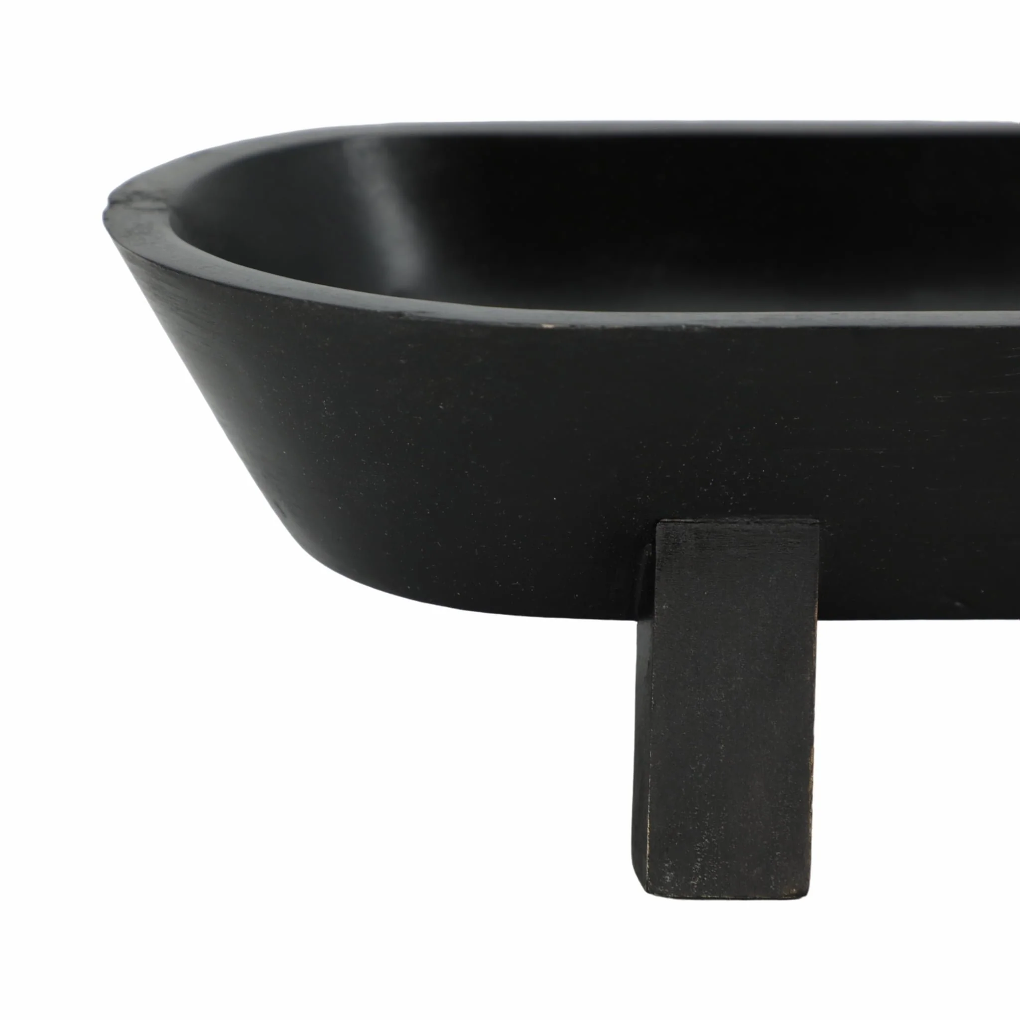 15" Footed Oval Bowl, Black - Image 4