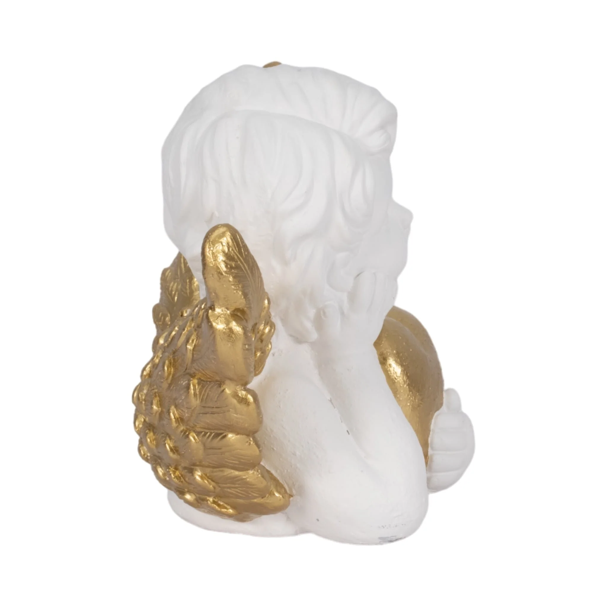 15" Garden Cherub With Heart, White/gold - Image 3