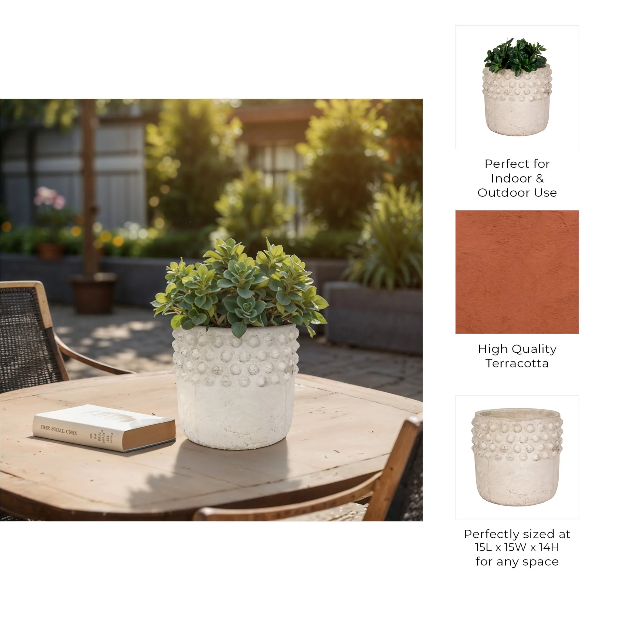 15" Half Bubble Weathered Planter, Ivor - Image 8