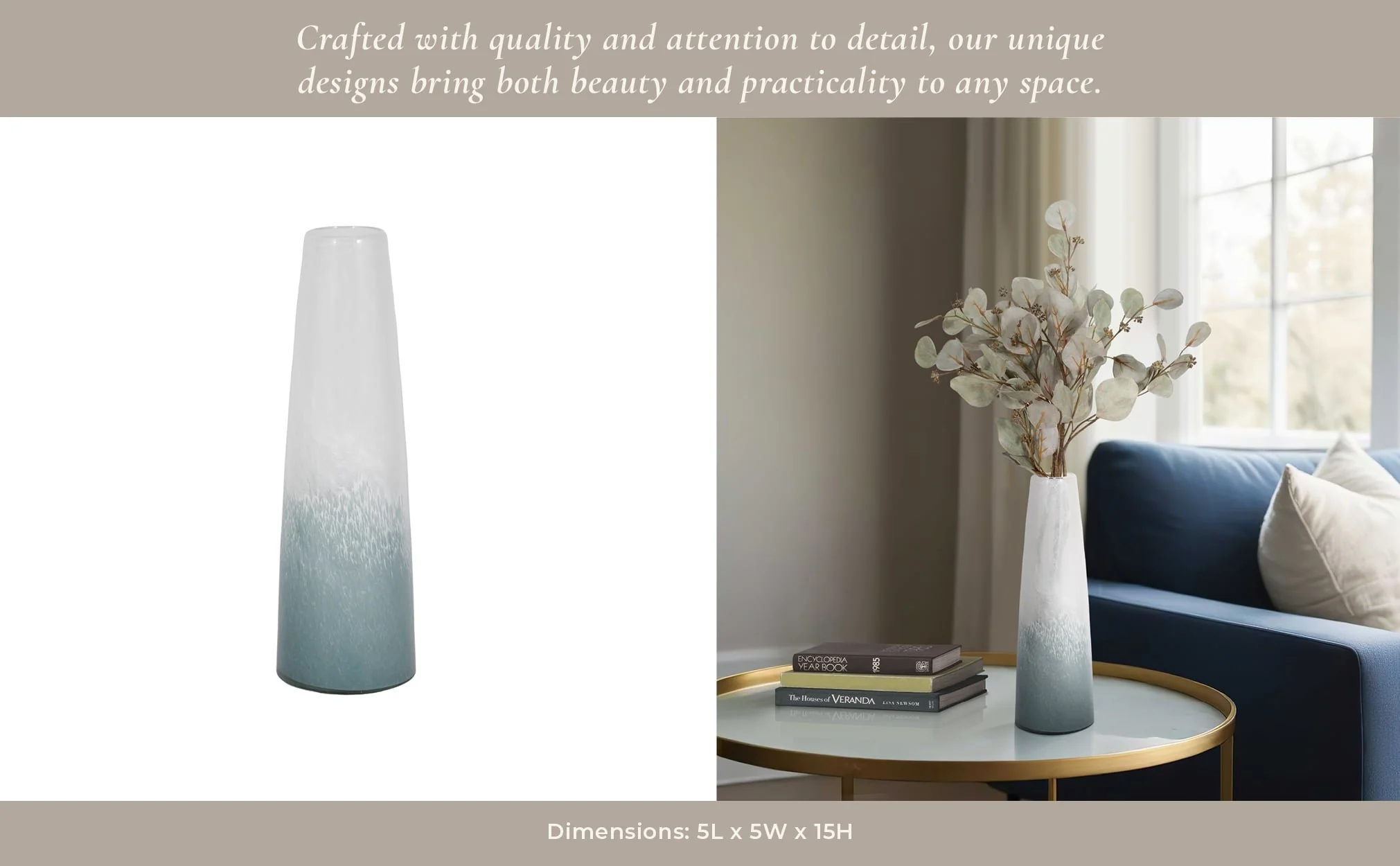 15" Light Blue Waters Vase, Blue/white - Image 12