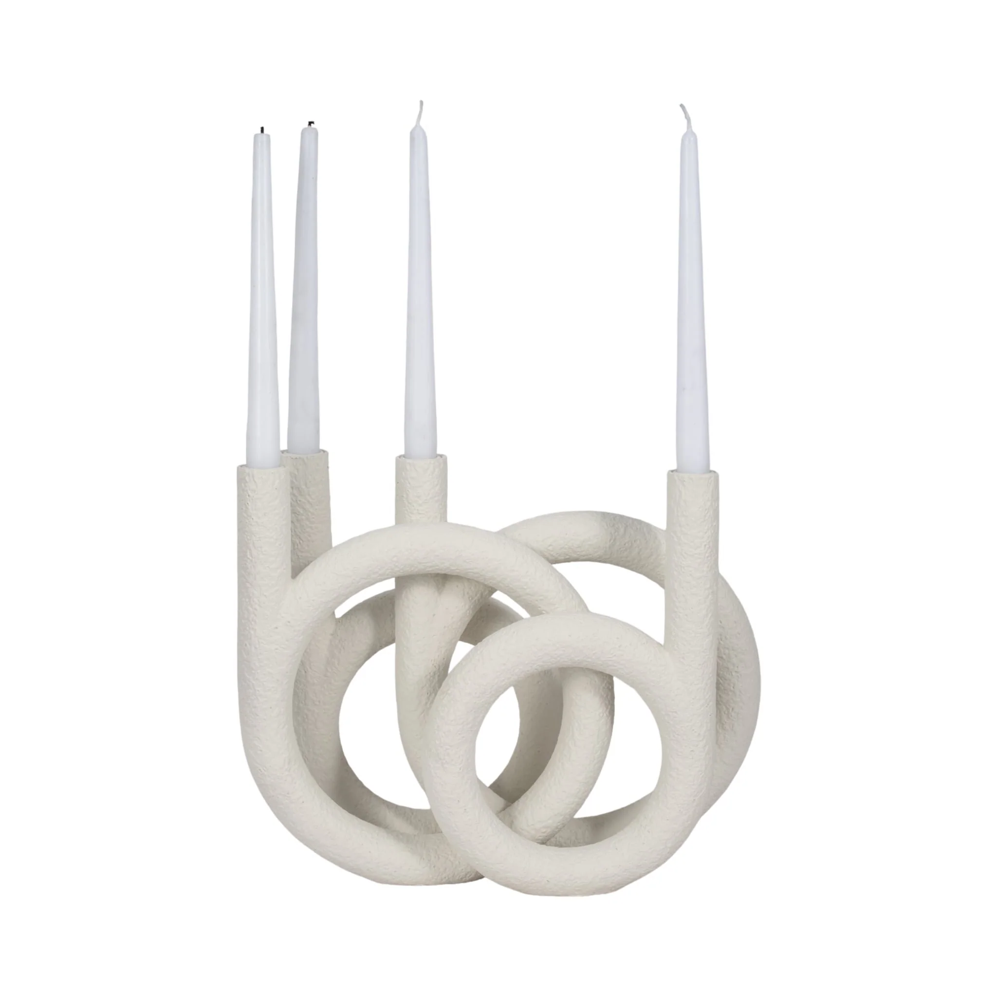 15" Looped 4-taper Candleholder, White - Image 2