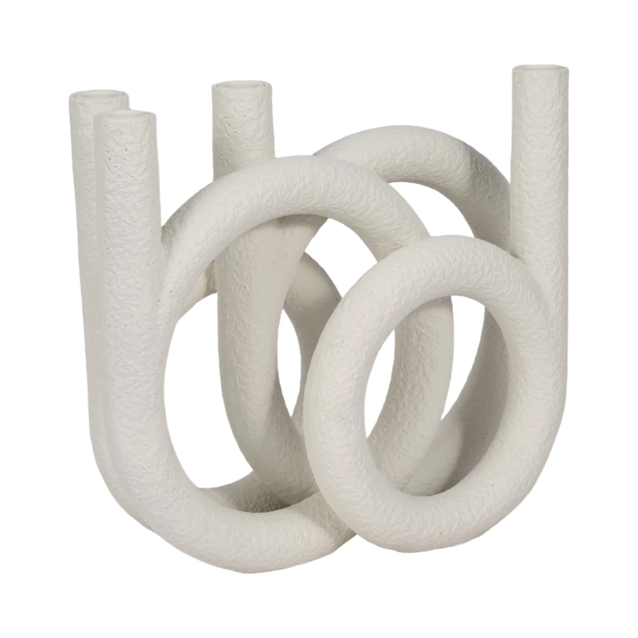 15" Looped 4-taper Candleholder, White - Image 3