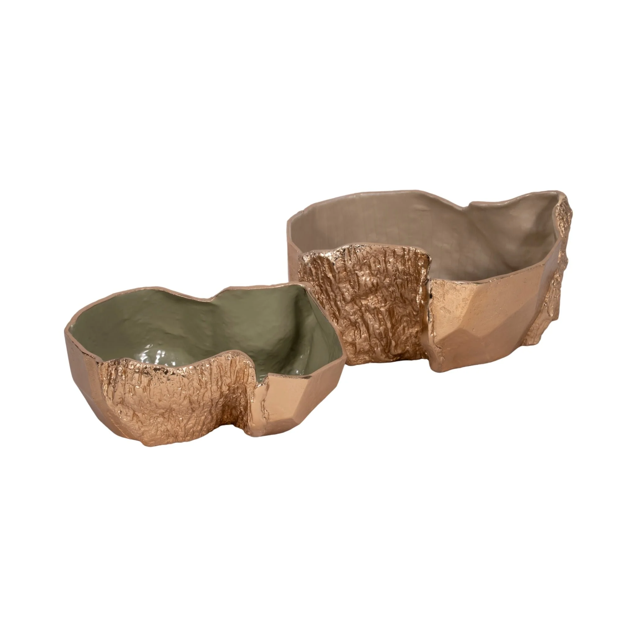 15" Metal Trunk Bowl With Color Inside, Gold/ivory - Image 8