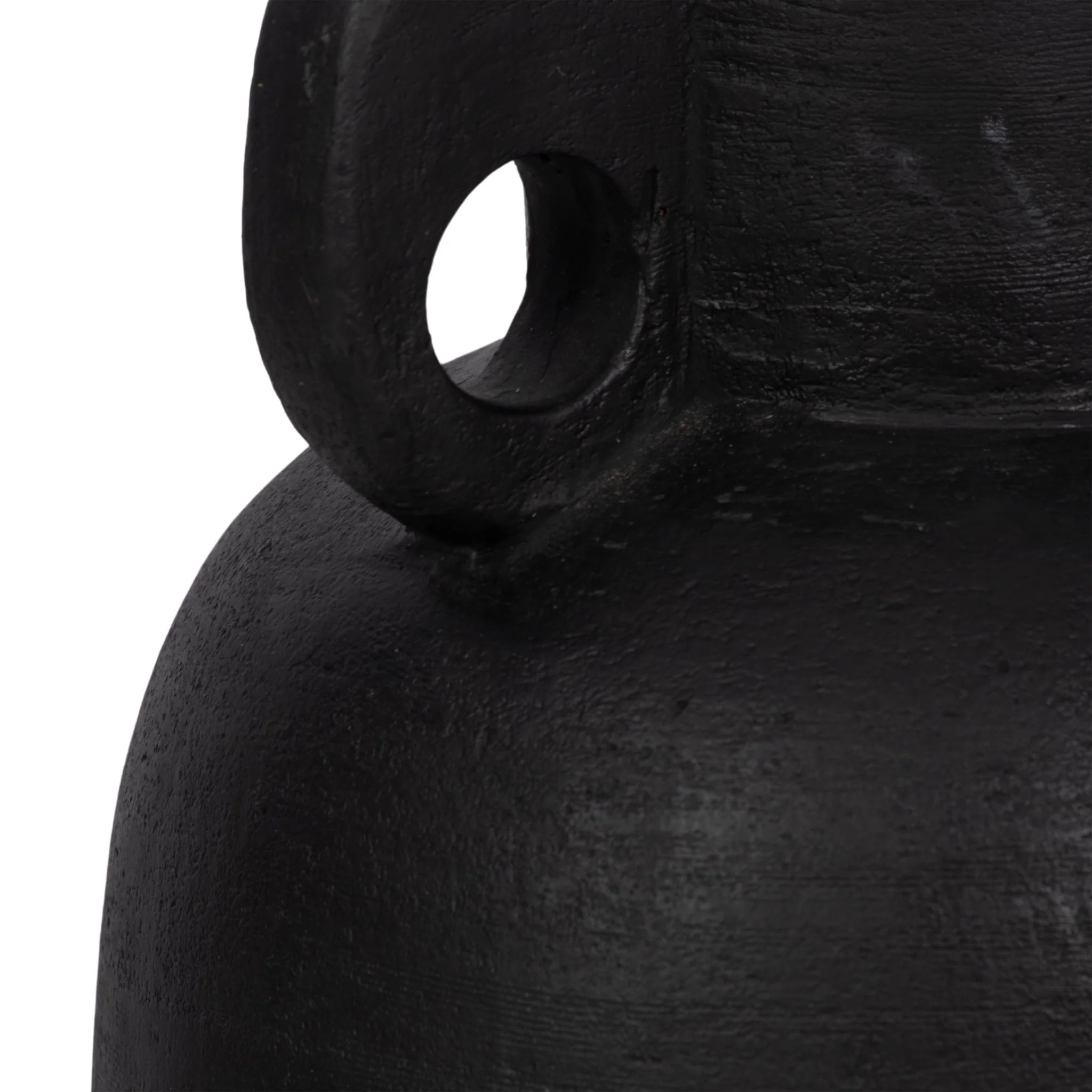 15" Modern Terracotta Jug Vase W/handle, Black - Image 5