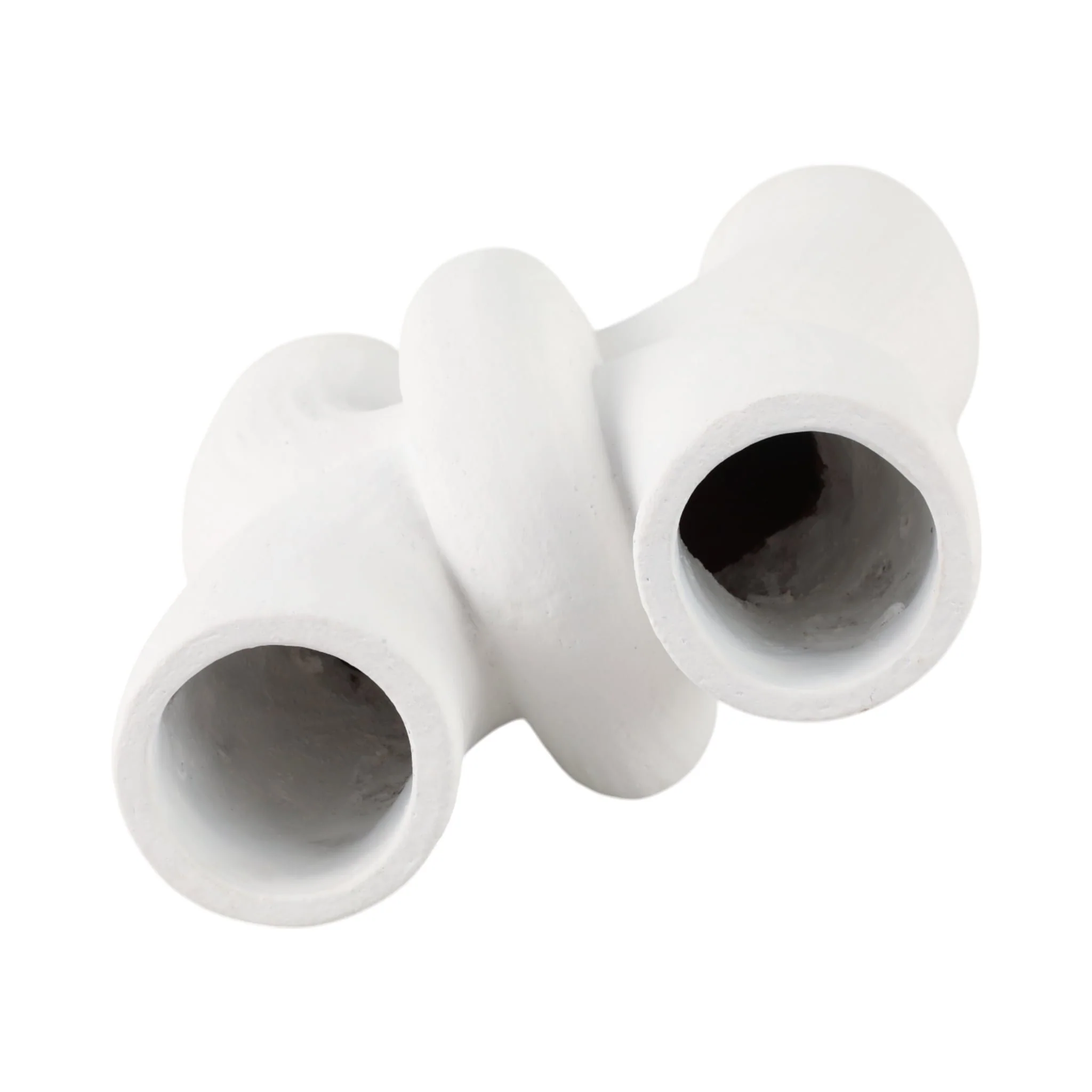 15" Modern X Shape Terracotta Vase, White - Image 6
