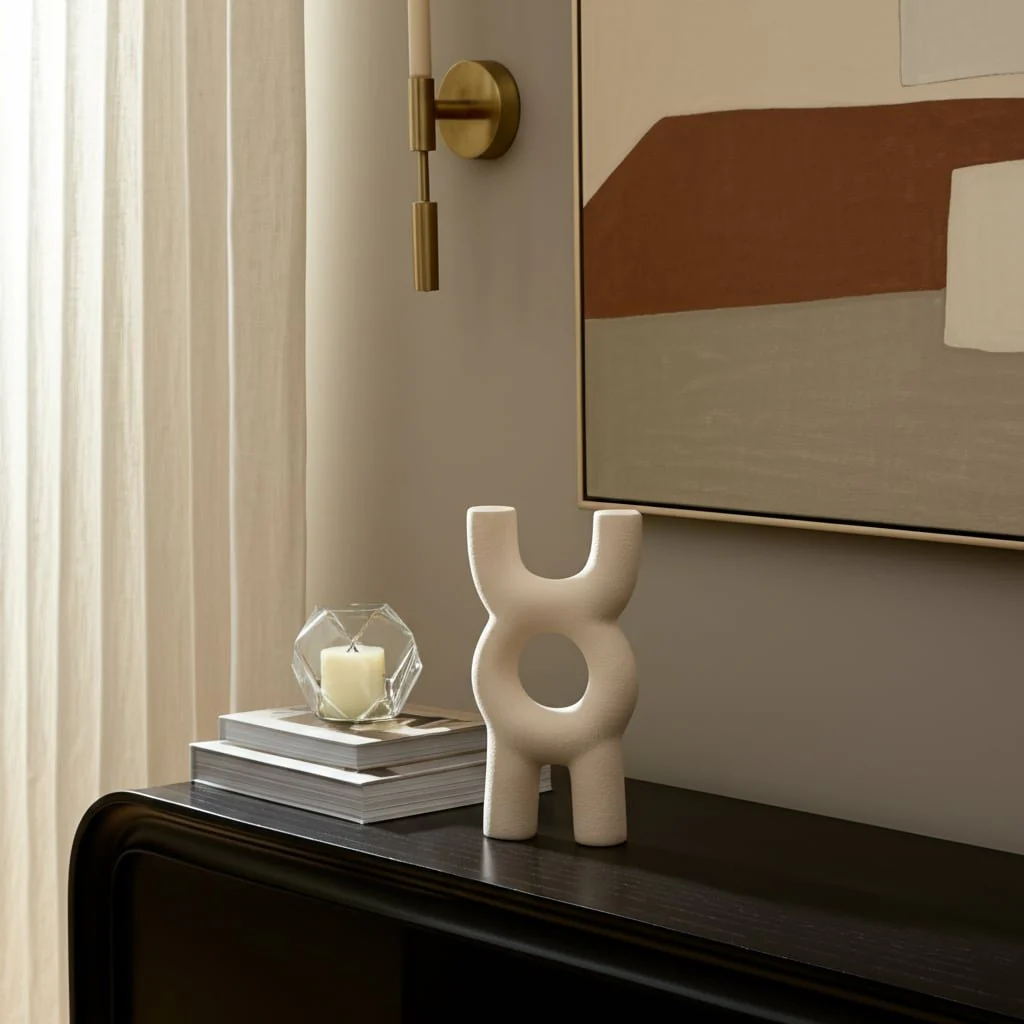 15" Open Cut-out Totem Object Sand Glaze, Ivory - Image 10