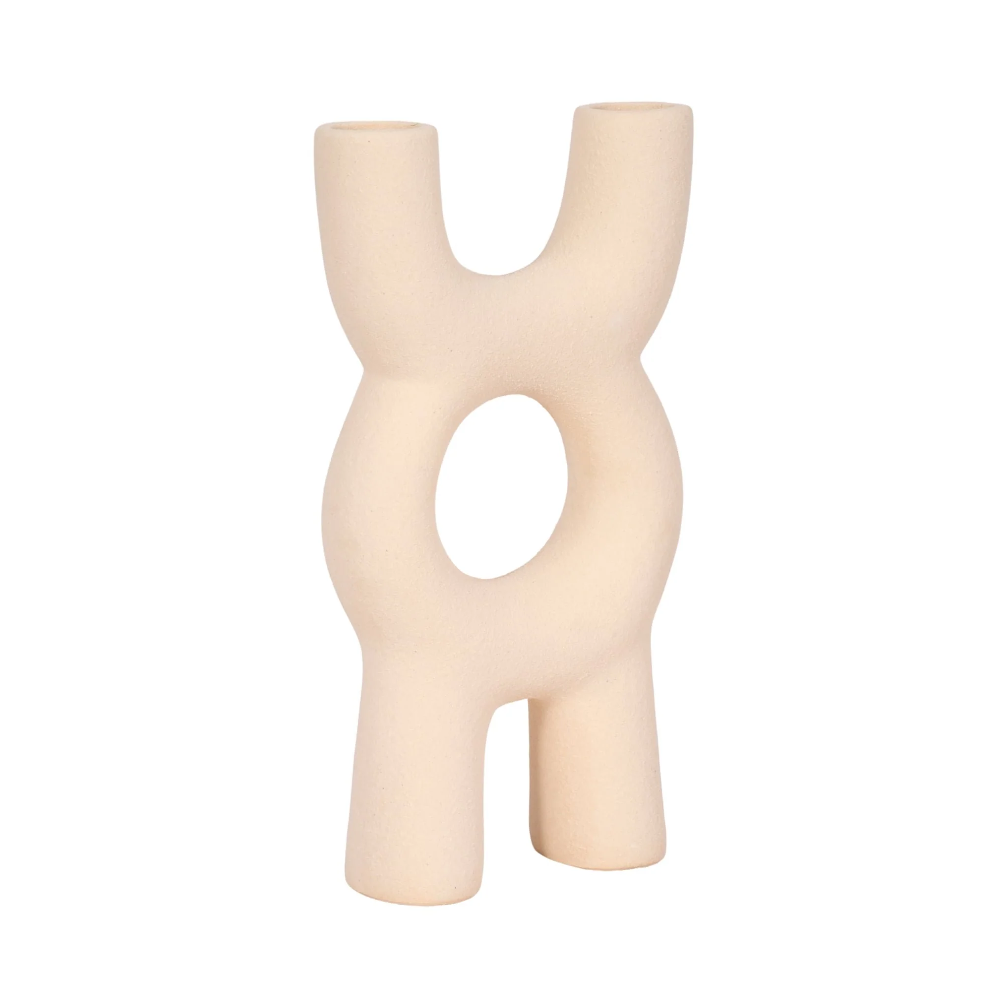 15" Open Cut-out Totem Object Sand Glaze, Ivory - Image 3