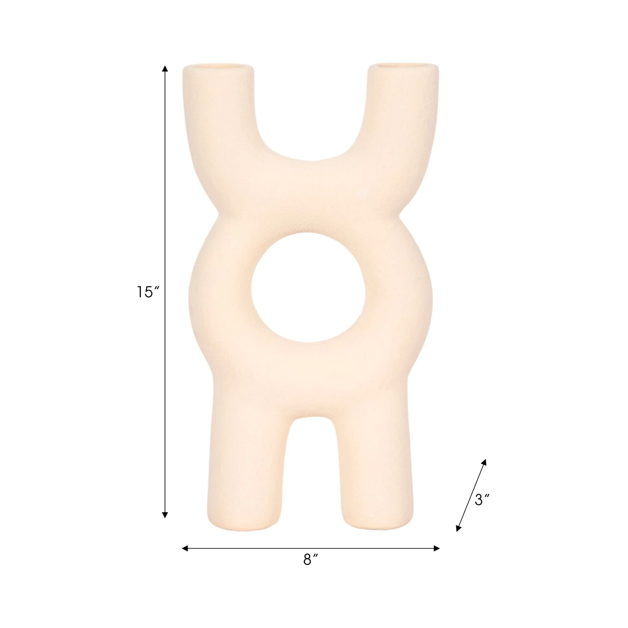 15" Open Cut-out Totem Object Sand Glaze, Ivory - Image 8