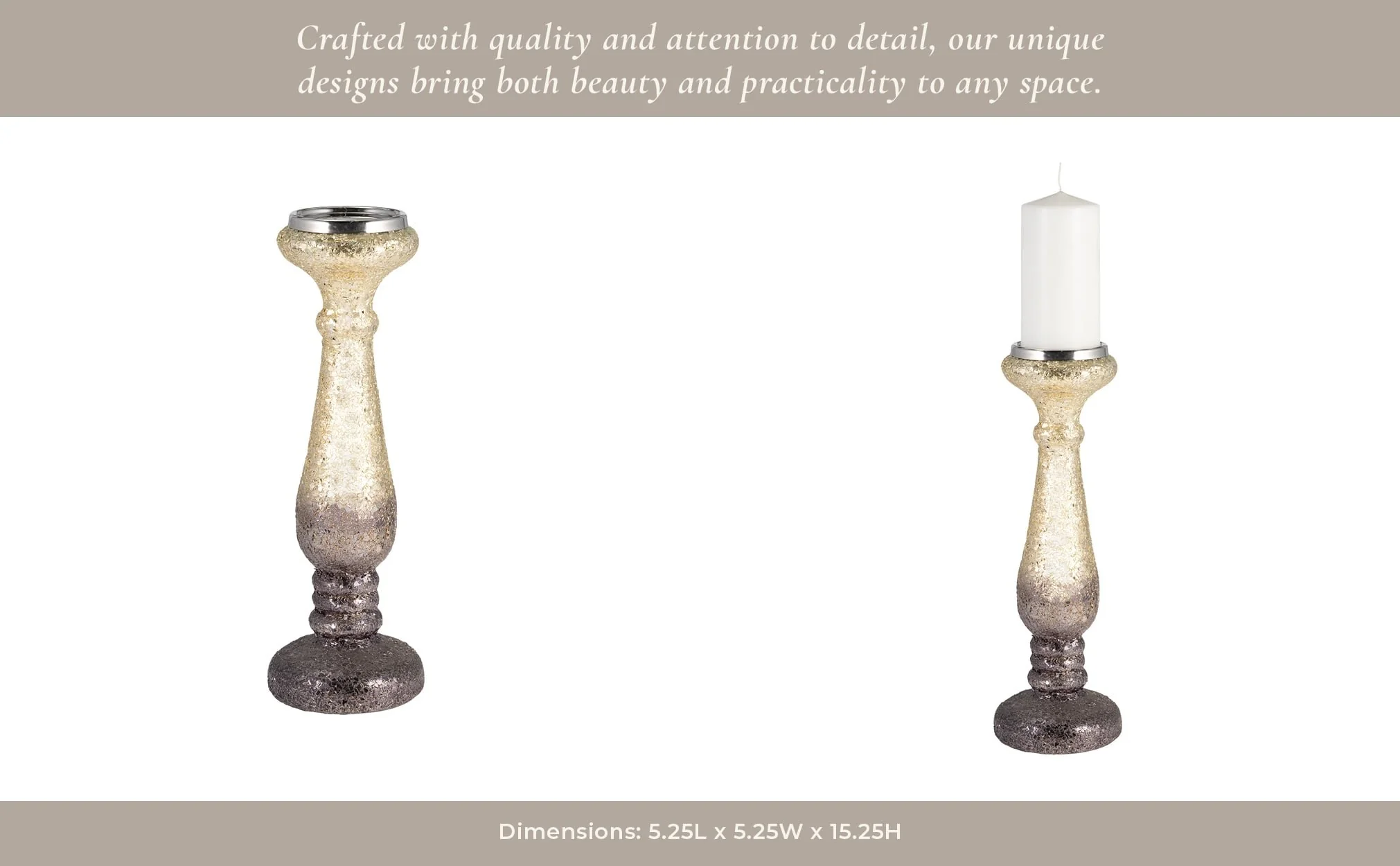 15" Plum Crackled Candle Holder - Image 12