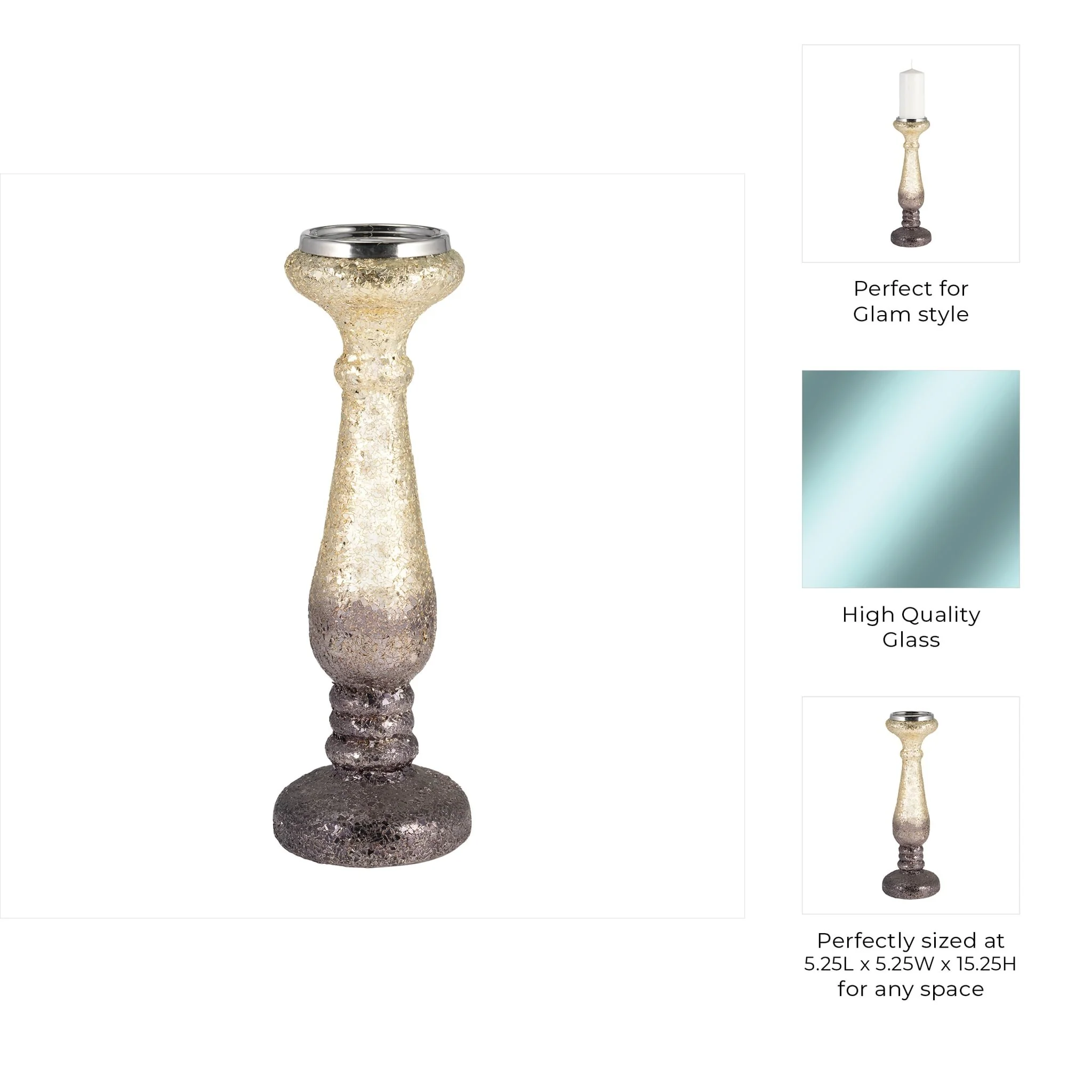 15" Plum Crackled Candle Holder - Image 9