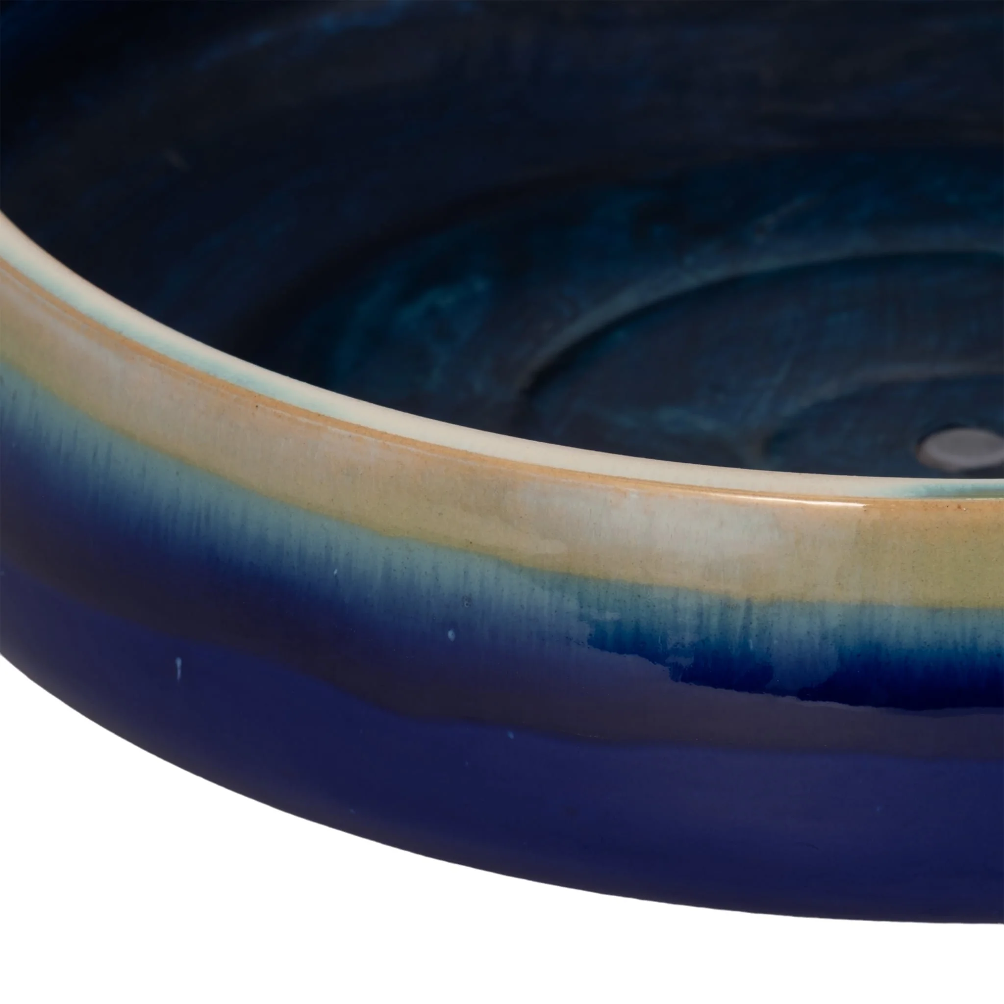 15" Reactive Succulent Planter Bowl, Blue/white - Image 3