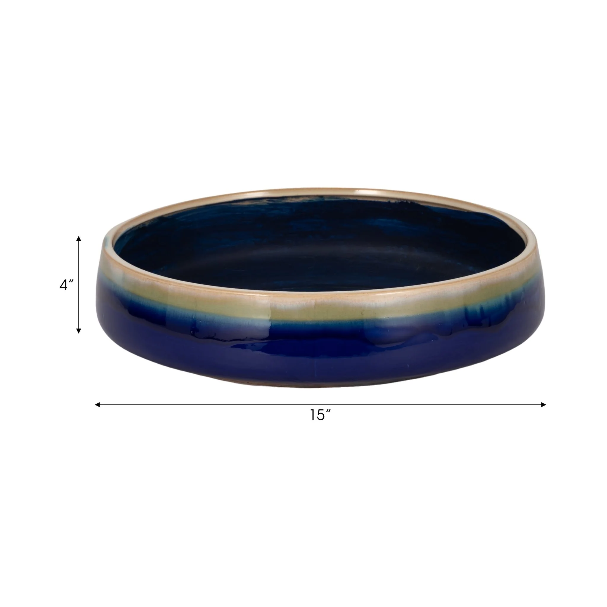 15" Reactive Succulent Planter Bowl, Blue/white - Image 6