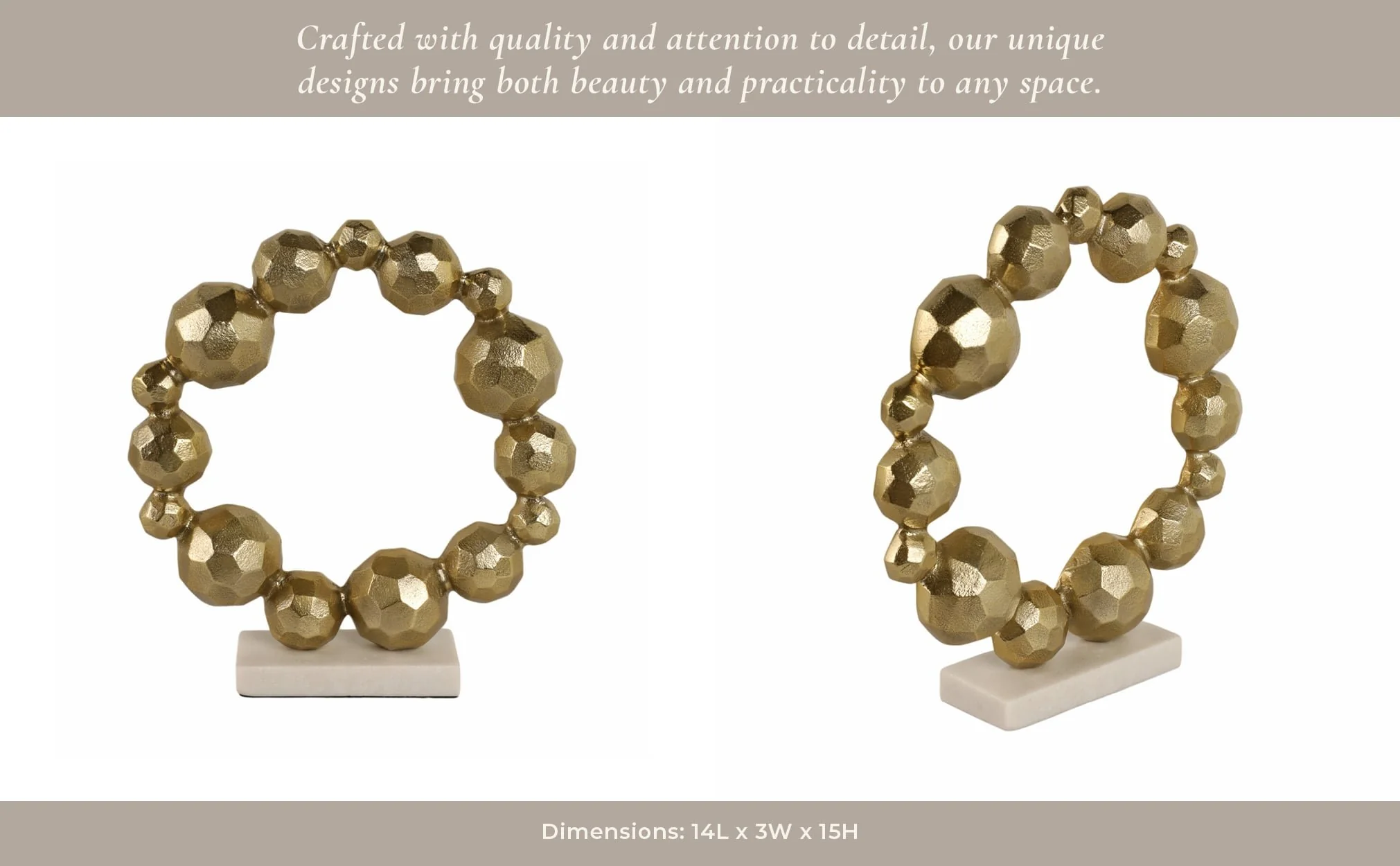 15" Ring Of Orbs On Marble Base, Gold/white - Image 10