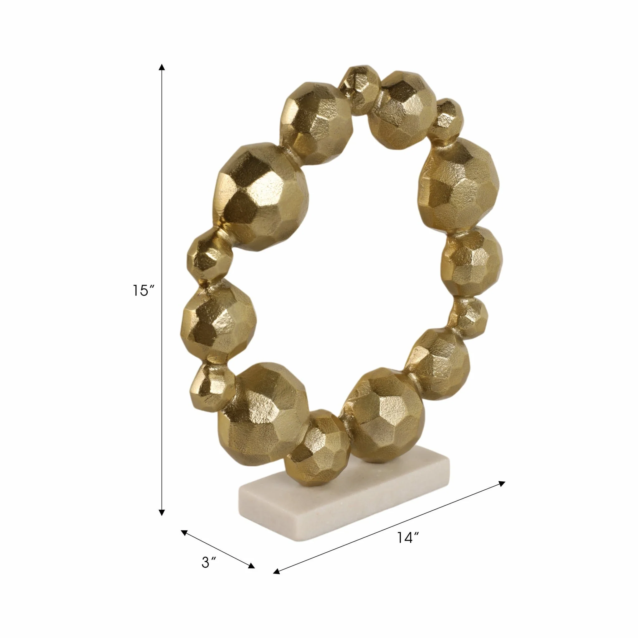 15" Ring Of Orbs On Marble Base, Gold/white - Image 8
