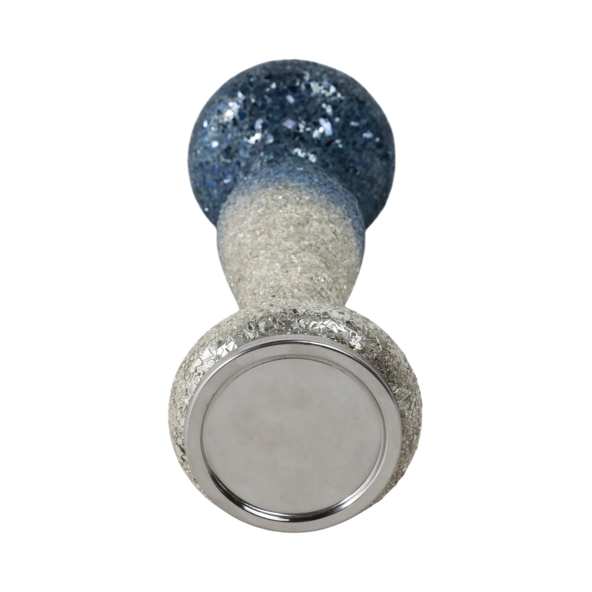 15" Silver Blue, Crackled Candle Holder - Image 6