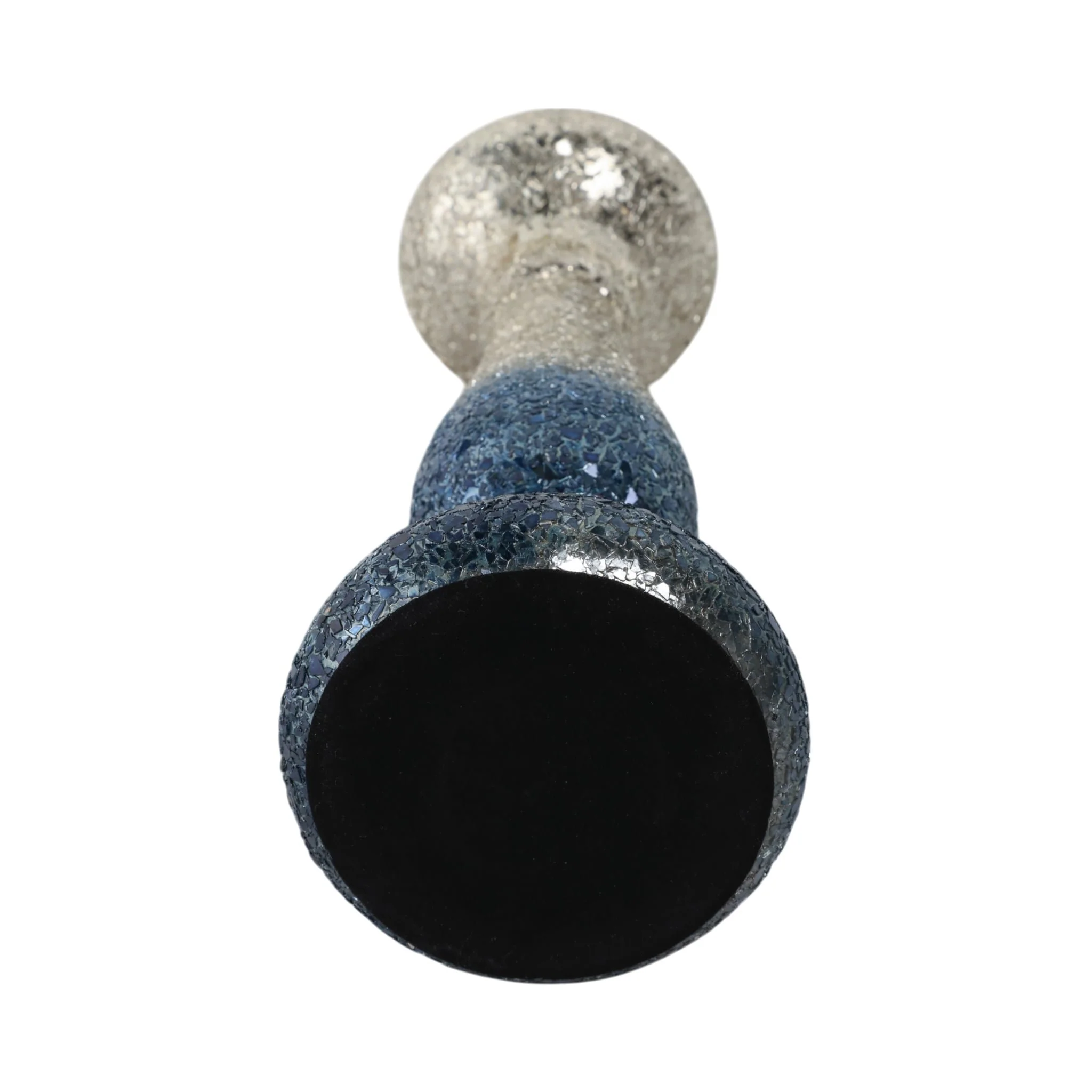 15" Silver Blue, Crackled Candle Holder - Image 7