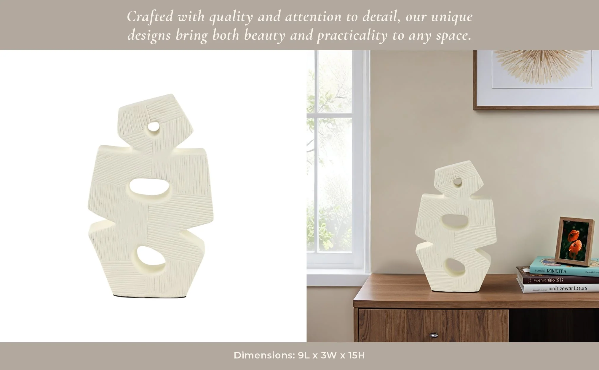 15" Terracotta Abstract Sculpture, Ivory - Image 11